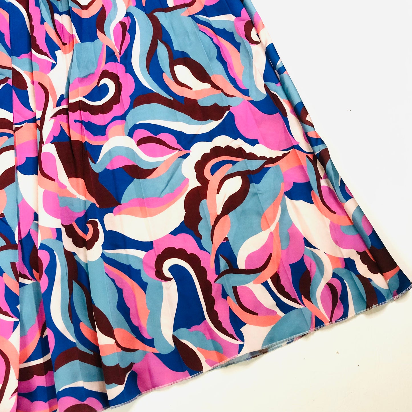TU Pink & Blue Abstract Pattern Light Weight Pleated Knee Length Skirt Size 16