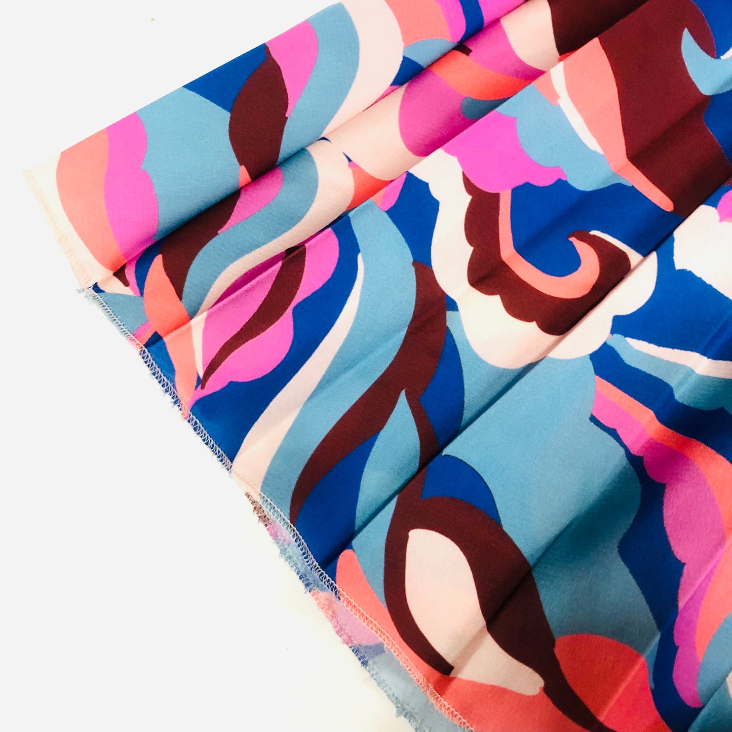 TU Pink & Blue Abstract Pattern Light Weight Pleated Knee Length Skirt Size 16