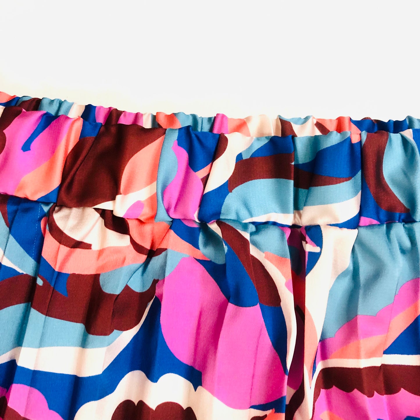 TU Pink & Blue Abstract Pattern Light Weight Pleated Knee Length Skirt Size 16