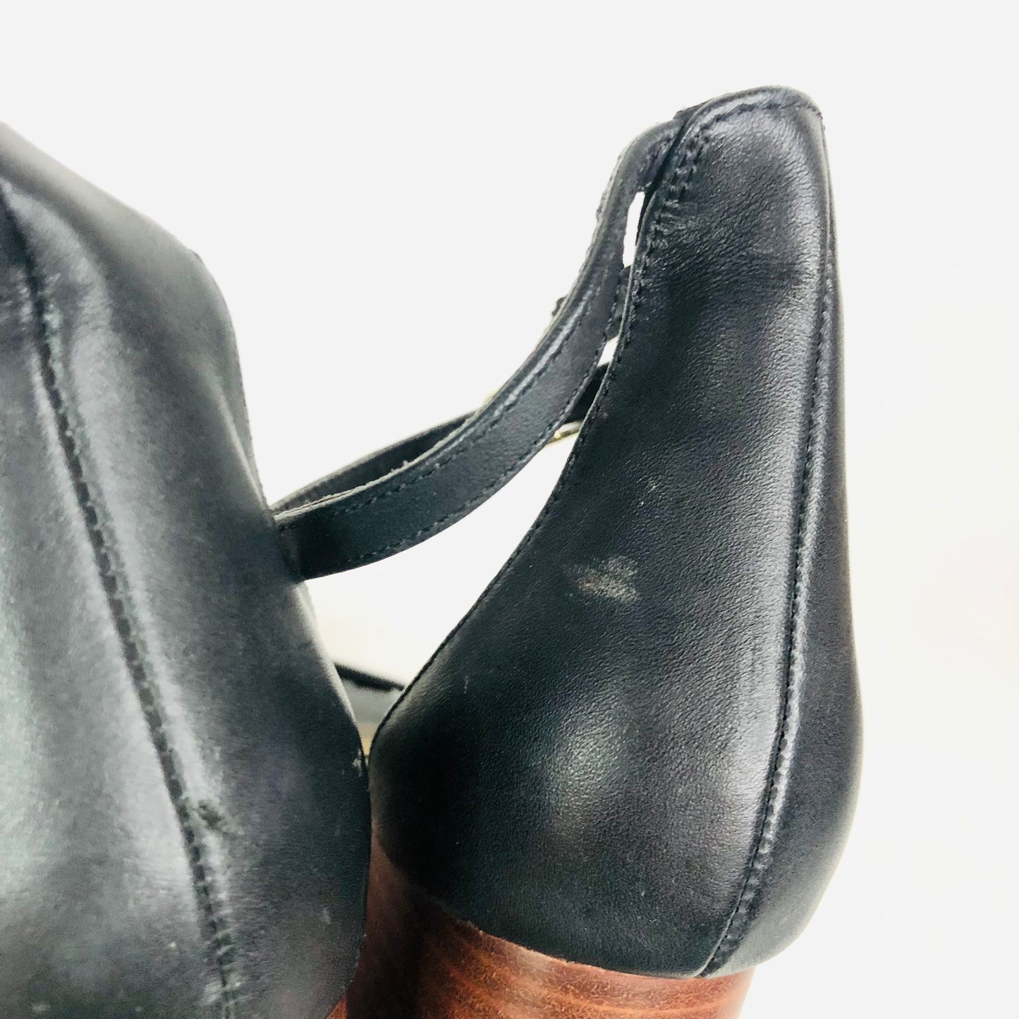 Steve Madden Irenee Black & Brown Leather Ankle Strap Open Toe Sandal Size 6 (39)