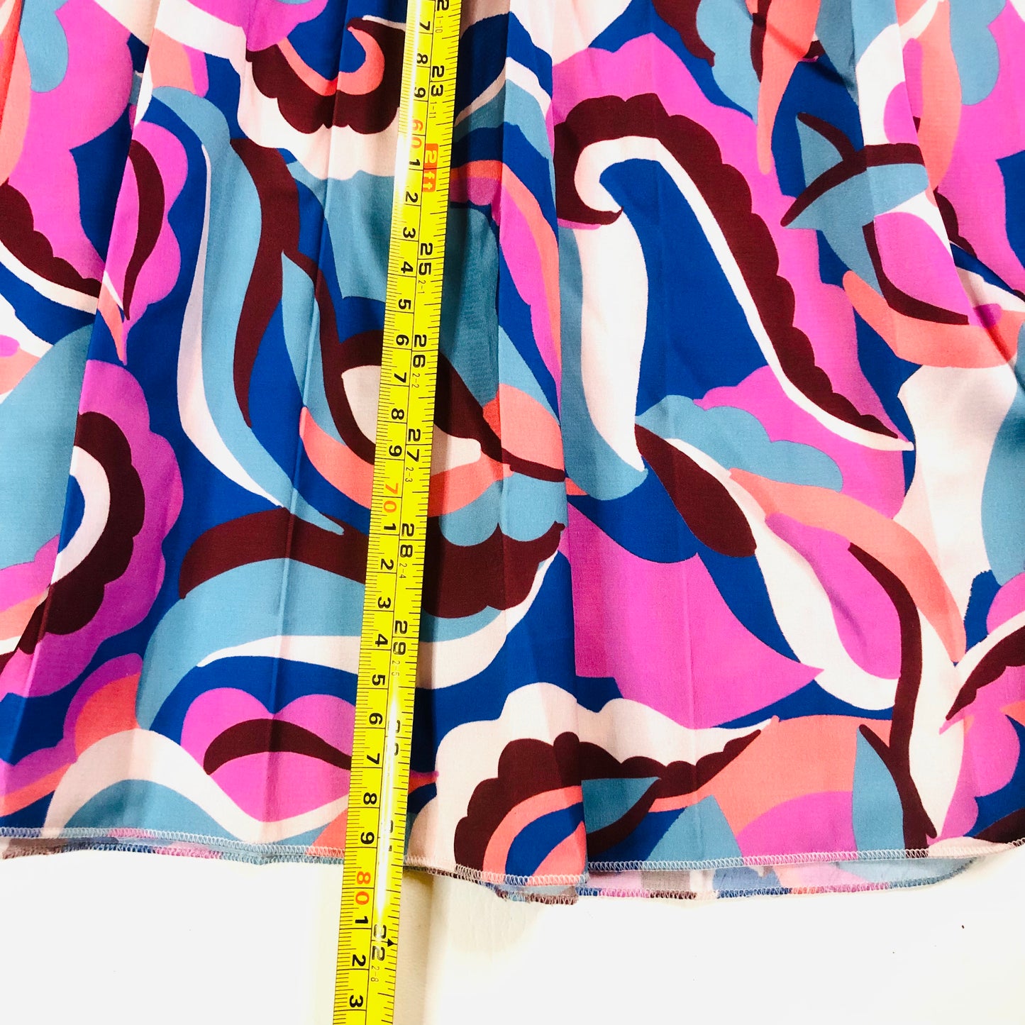 TU Pink & Blue Abstract Pattern Light Weight Pleated Knee Length Skirt Size 16