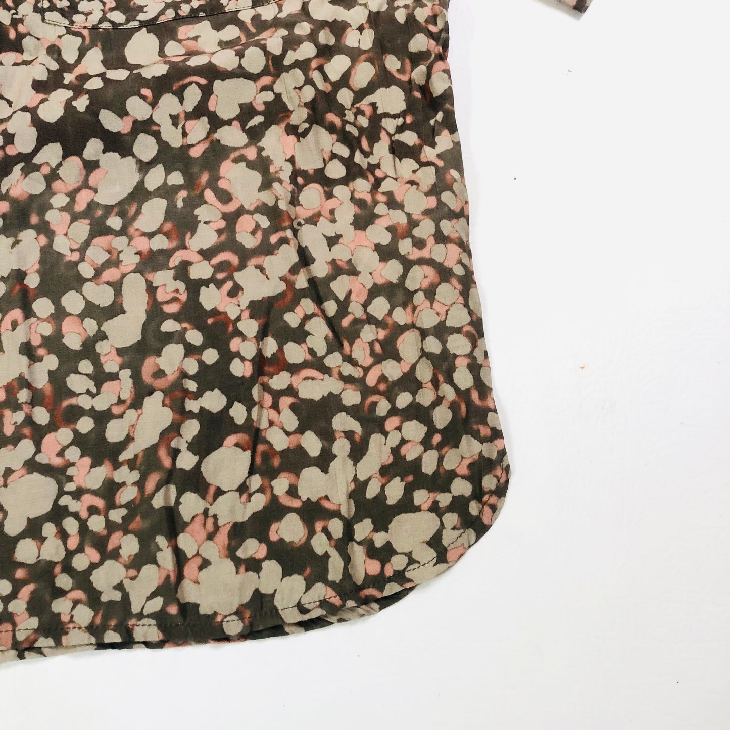 French Connection Brown Earthtone Lightweight Short Sleeve Blouse Shirt Size XS