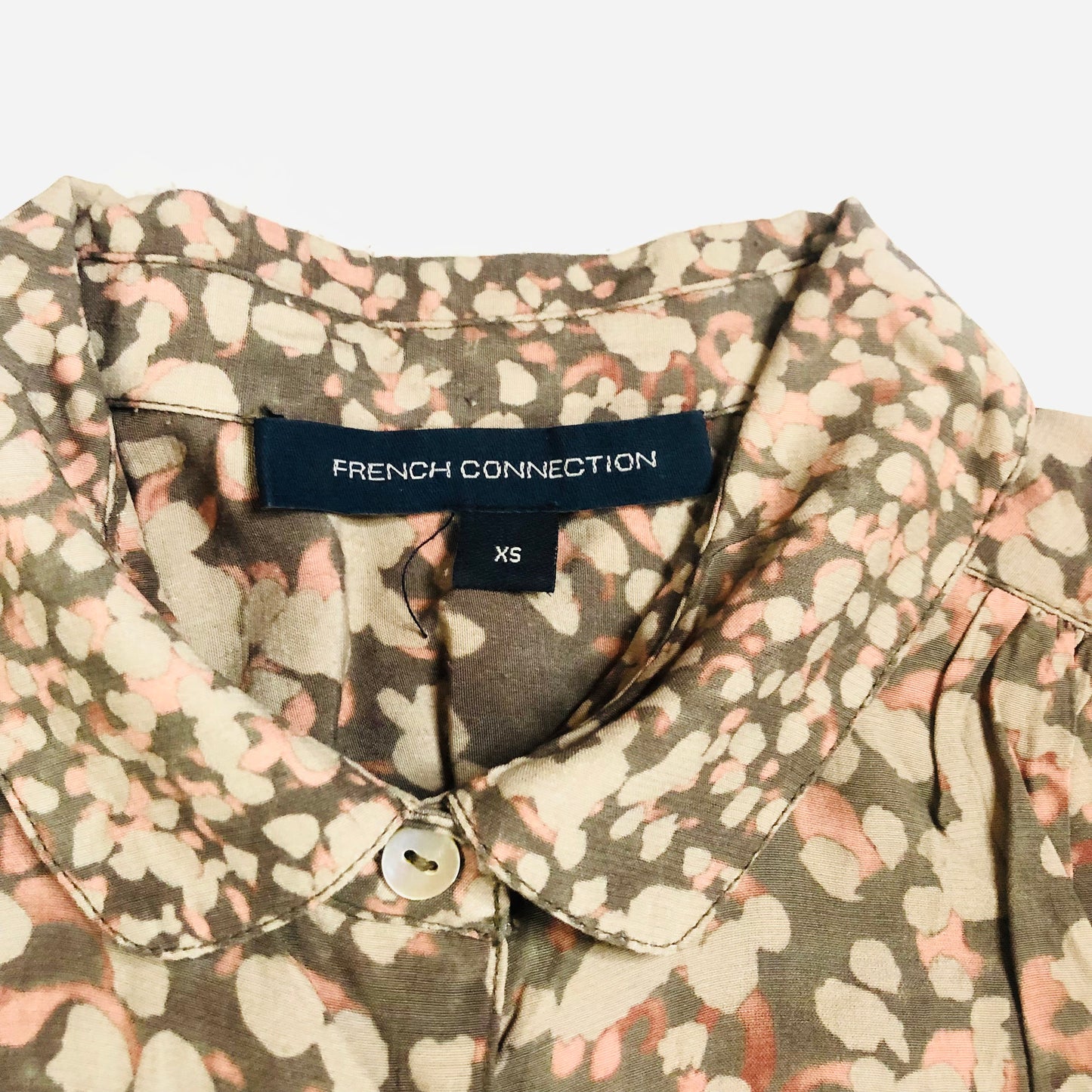 French Connection Brown Earthtone Lightweight Short Sleeve Blouse Shirt Size XS