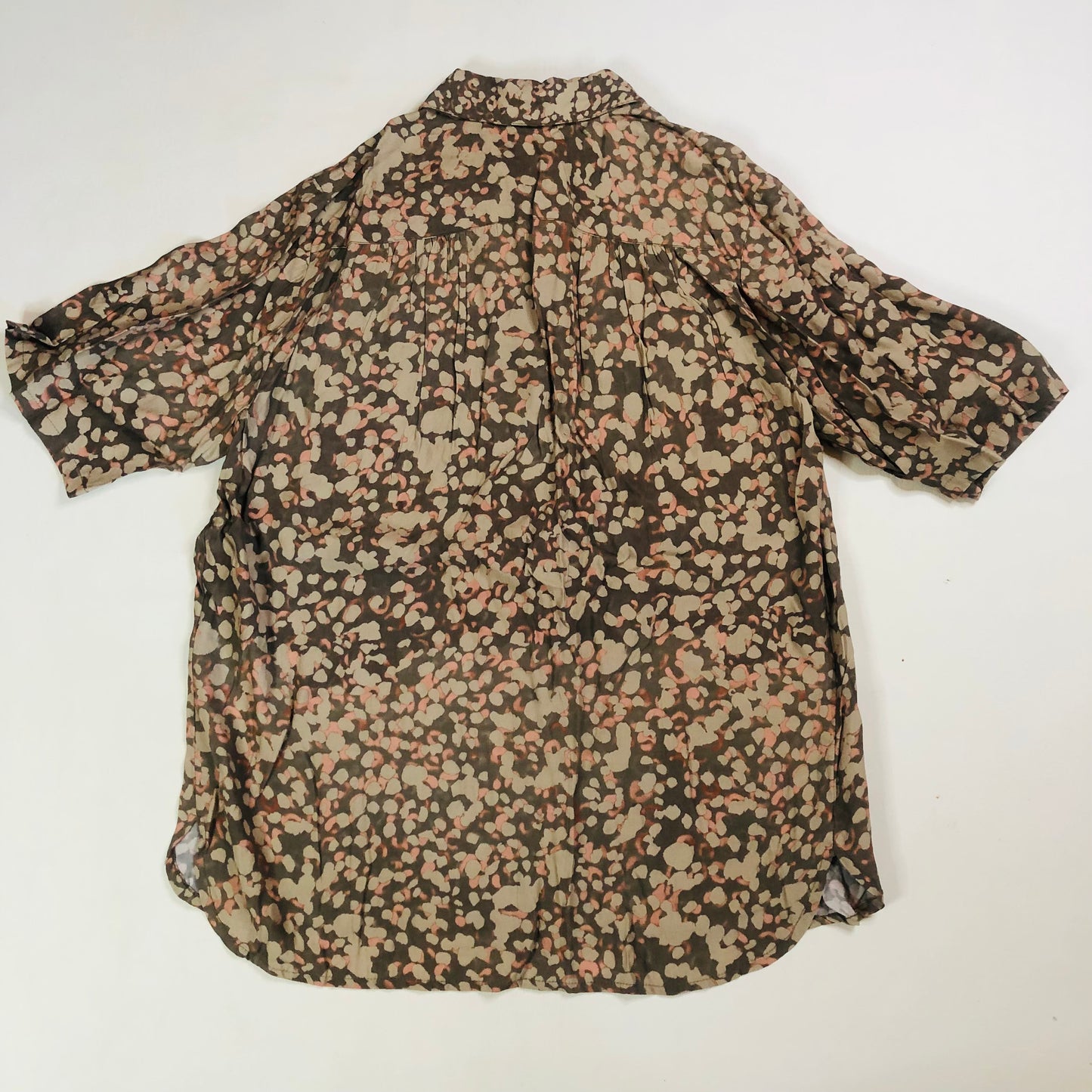 French Connection Brown Earthtone Lightweight Short Sleeve Blouse Shirt Size XS