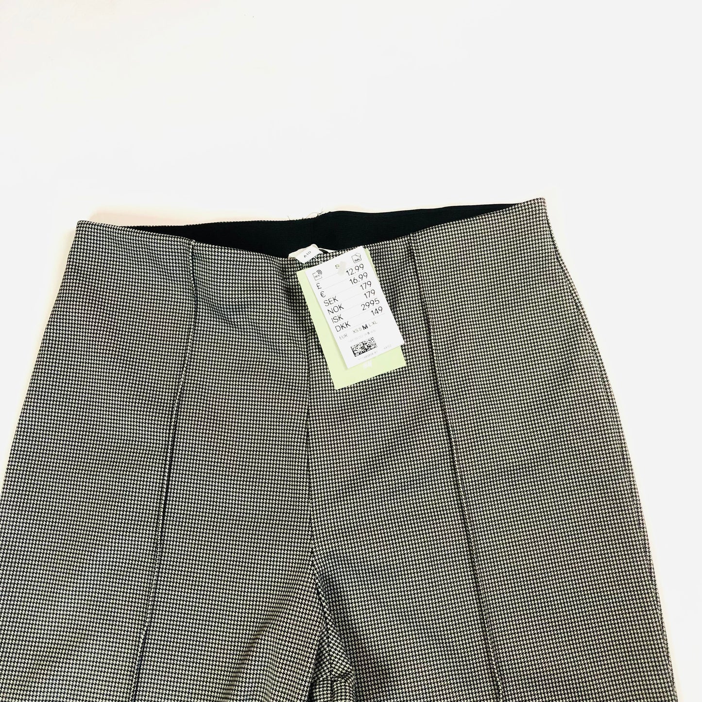 H&M Black & White Houndstooth Stretch Smart Front Pleat Trousers Size Medium NEW