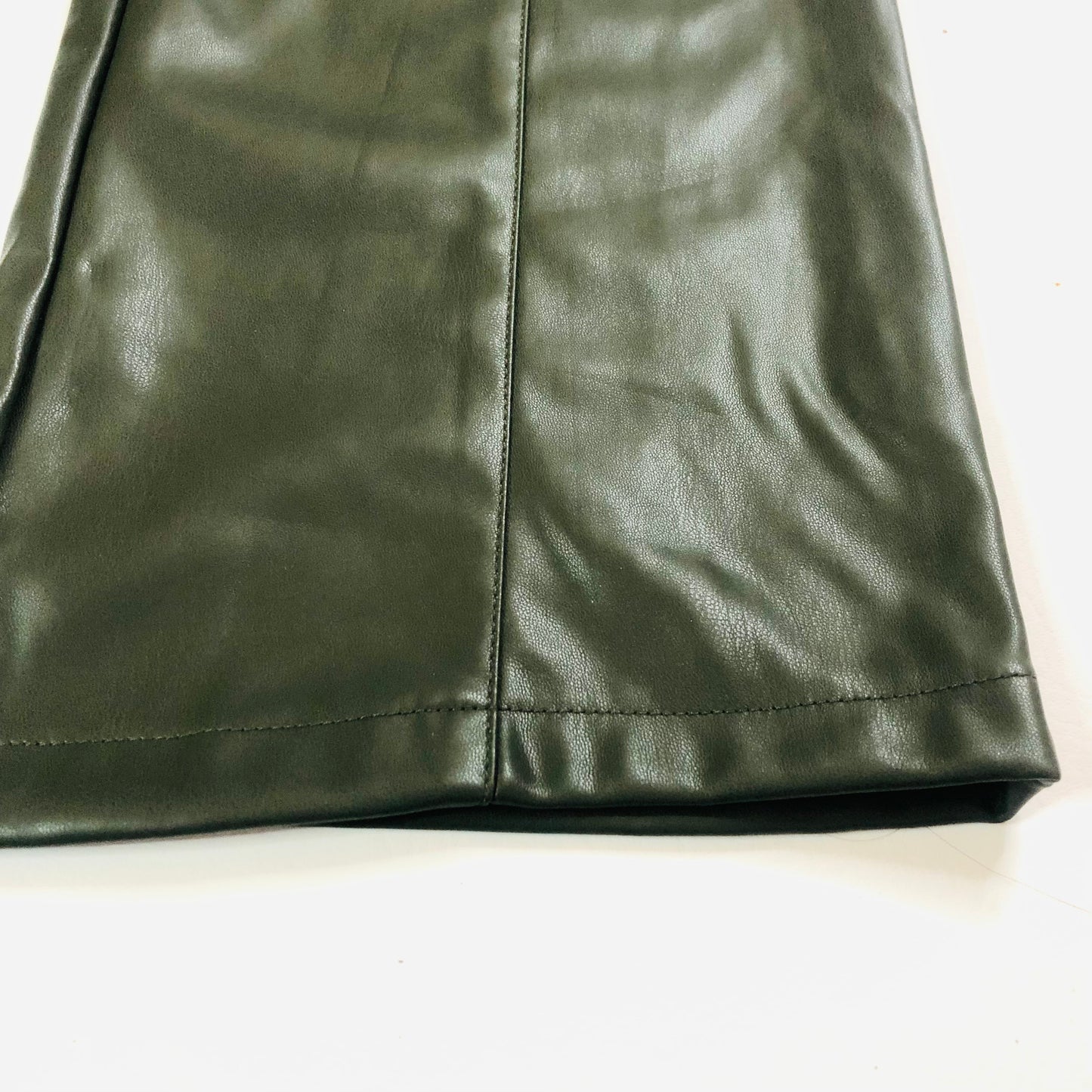 Urban Bliss Dark Khaki Green Faux Leather PU Wide Leg Trousers Size 10 NEW