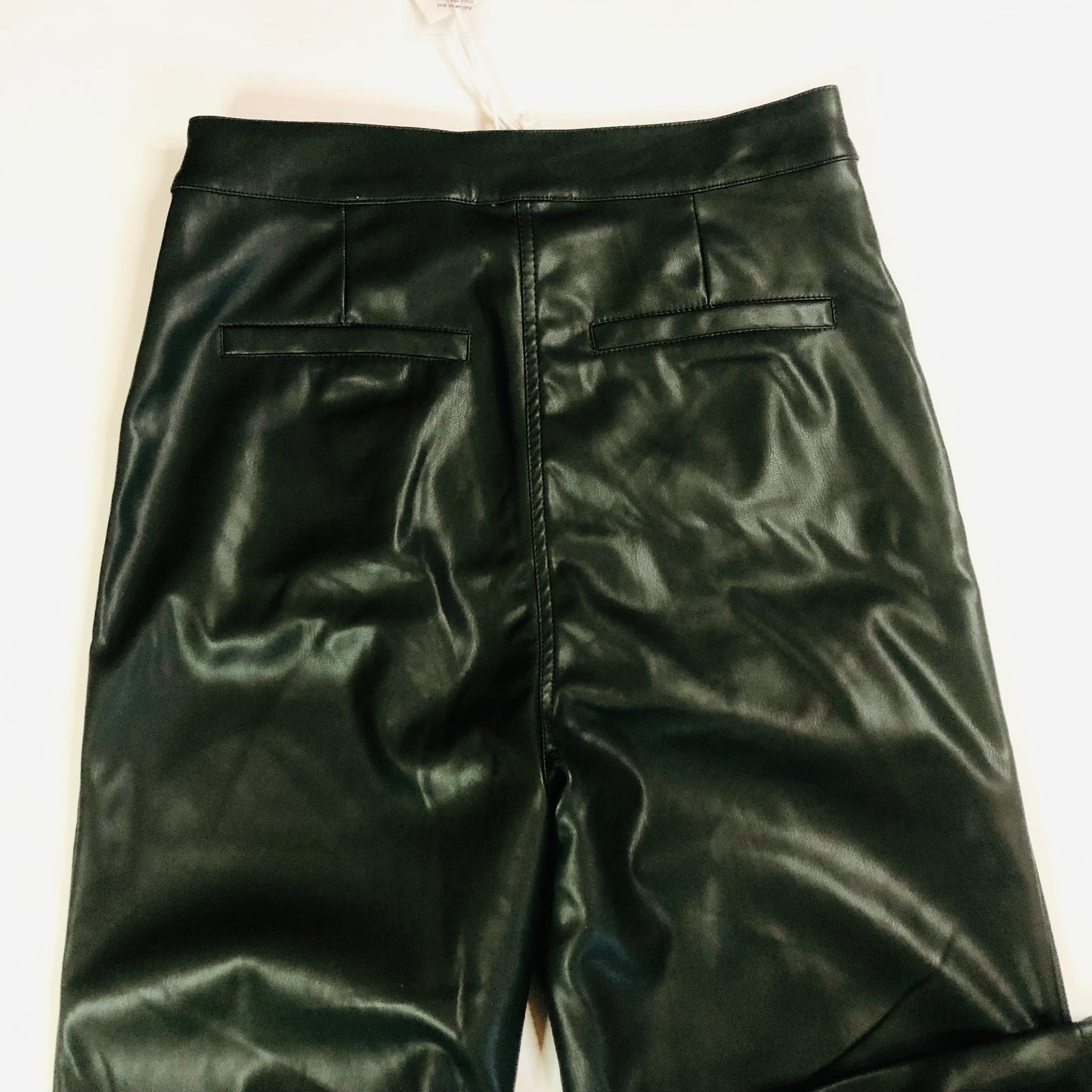 Urban Bliss Dark Khaki Green Faux Leather PU Wide Leg Trousers Size 10 NEW