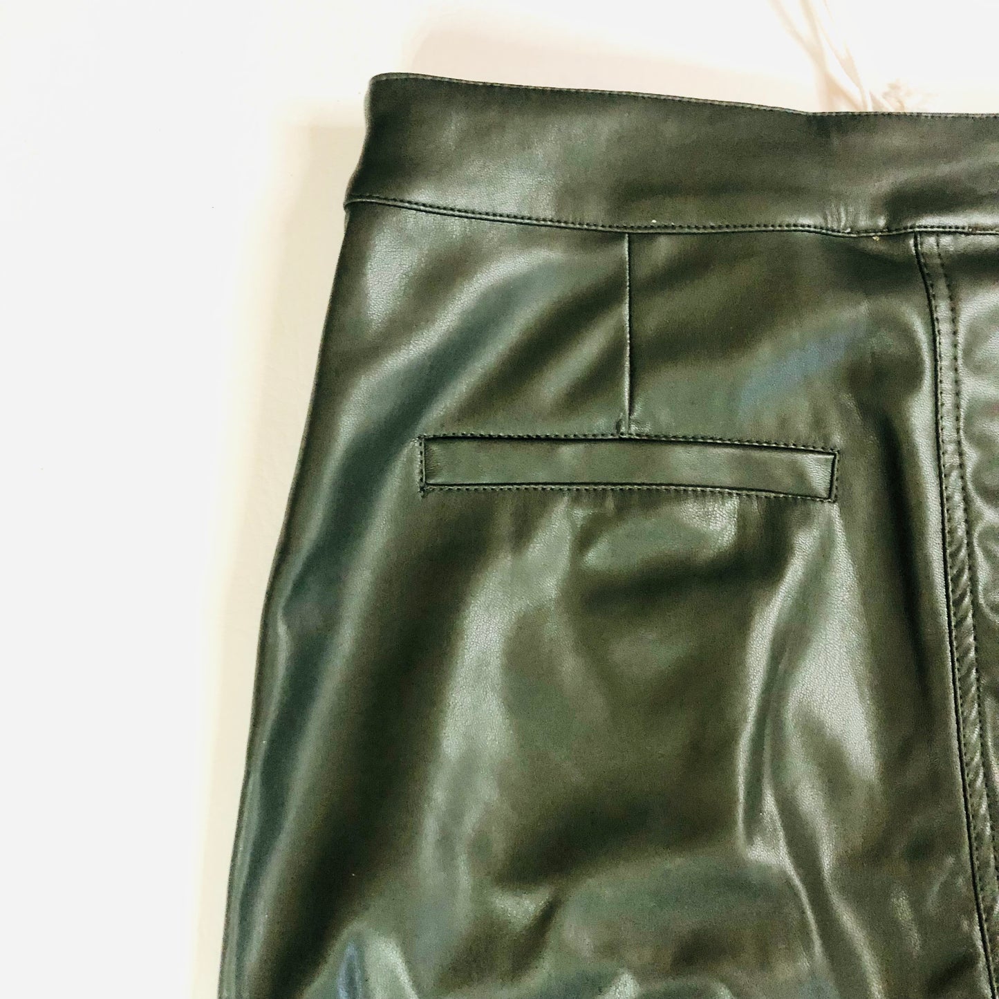 Urban Bliss Dark Khaki Green Faux Leather PU Wide Leg Trousers Size 10 NEW