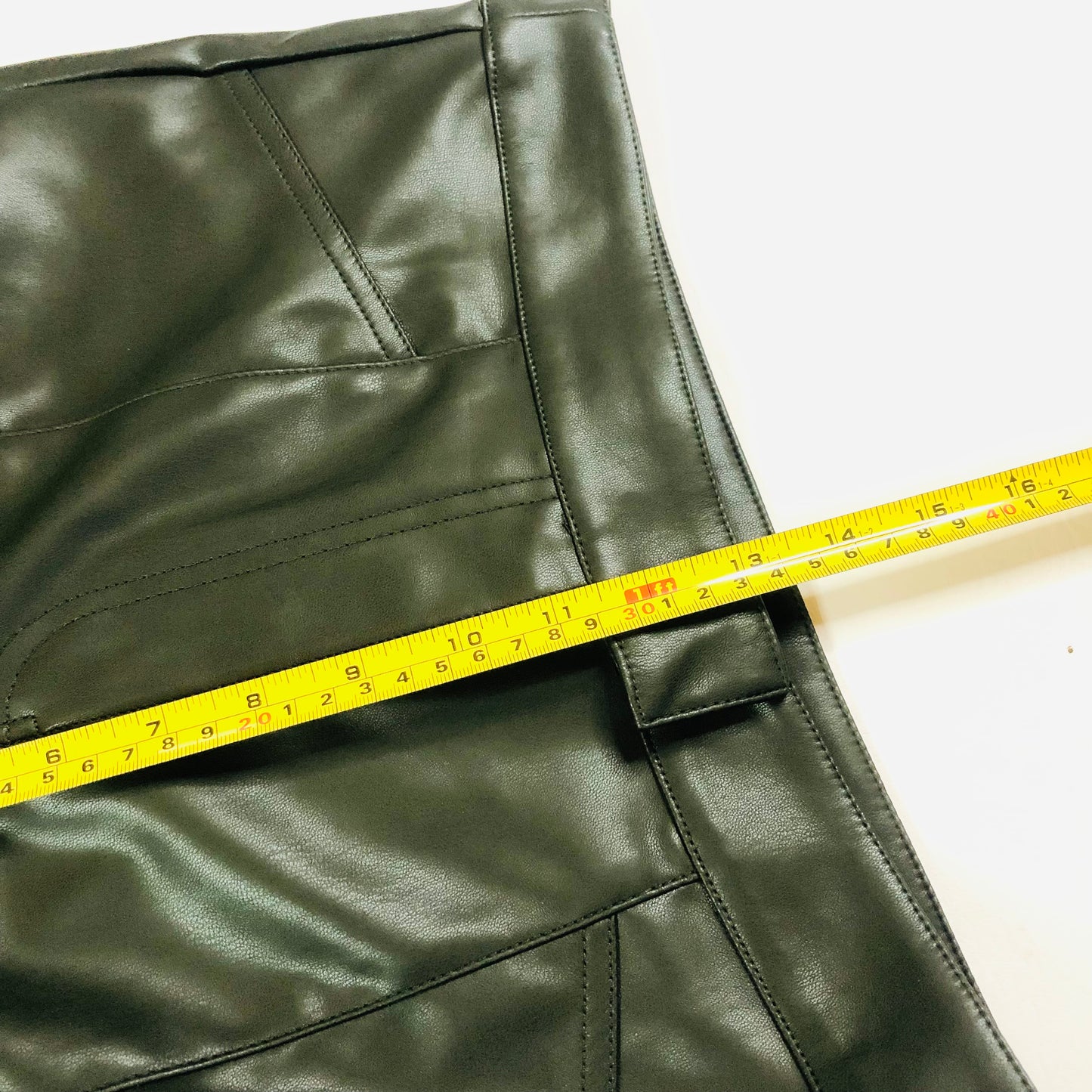 Urban Bliss Dark Khaki Green Faux Leather PU Wide Leg Trousers Size 10 NEW