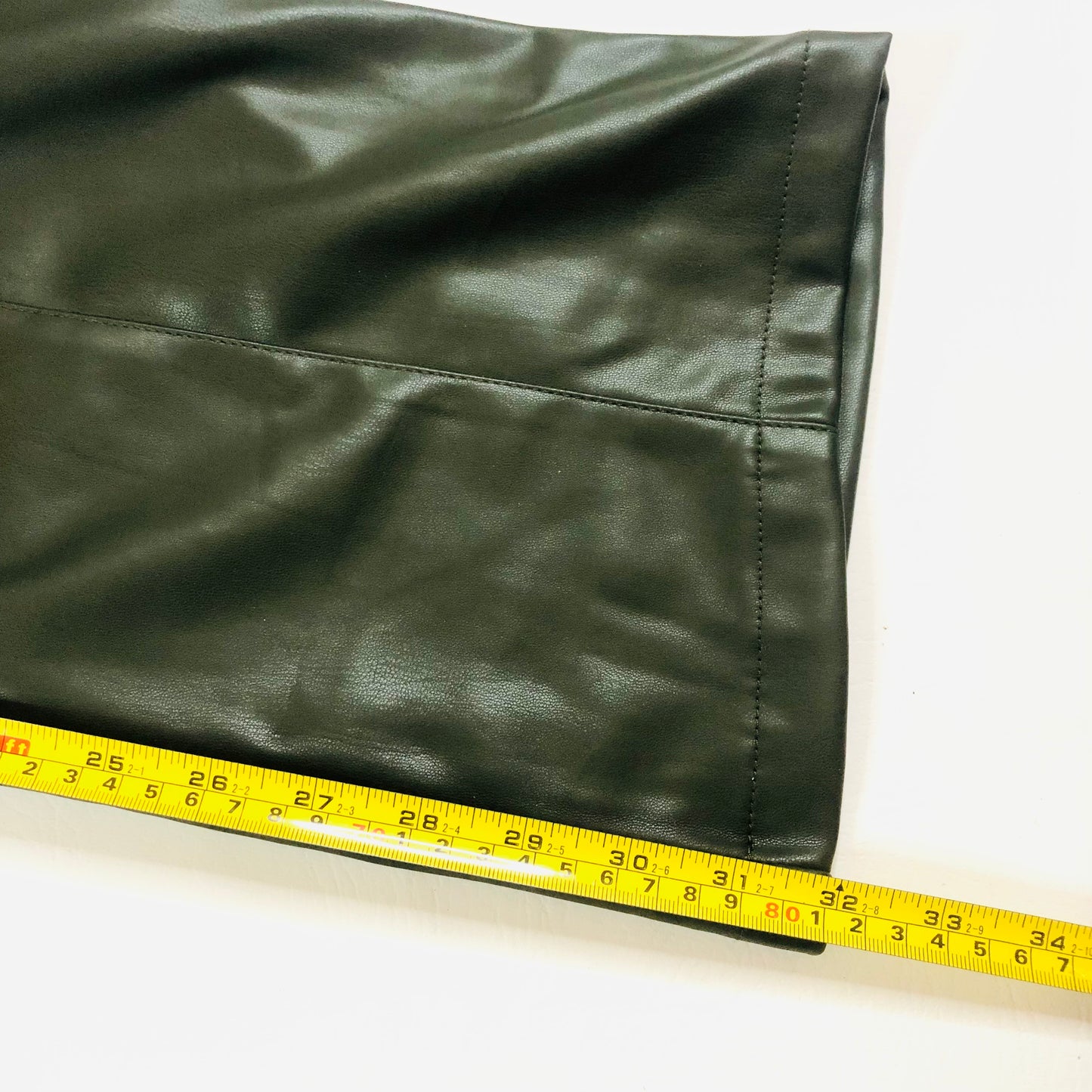Urban Bliss Dark Khaki Green Faux Leather PU Wide Leg Trousers Size 10 NEW