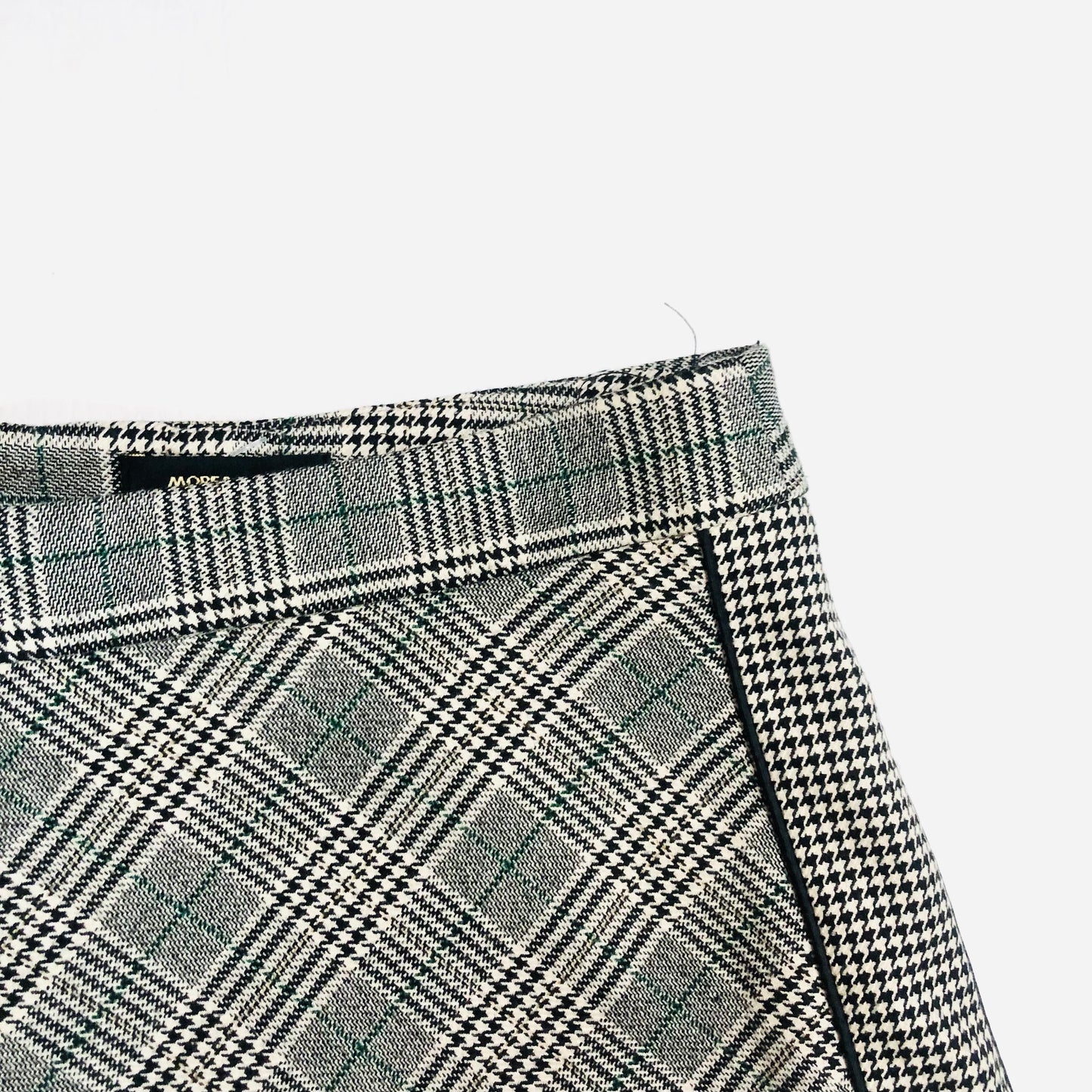 More & More Designer Grey Black & White Check Plaid A-Line Skirt Size 36 (UK 8/10)