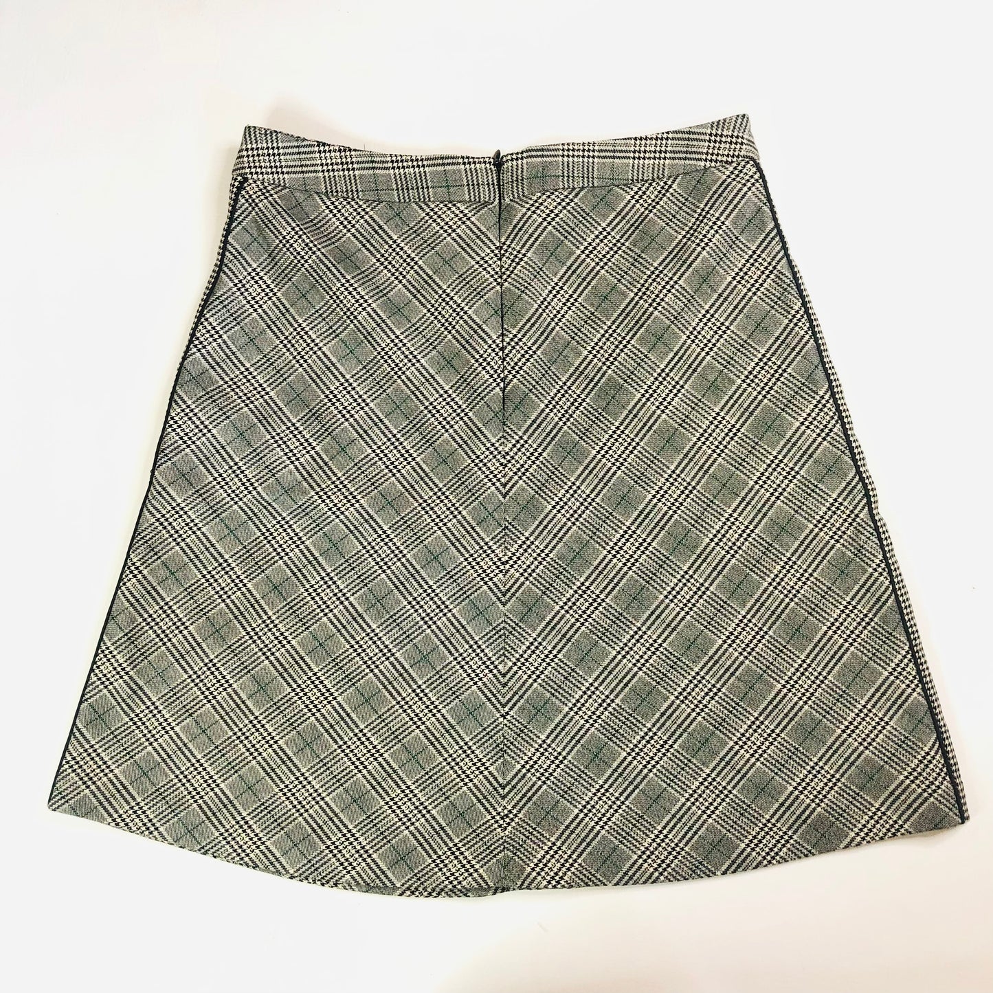 More & More Designer Grey Black & White Check Plaid A-Line Skirt Size 36 (UK 8/10)