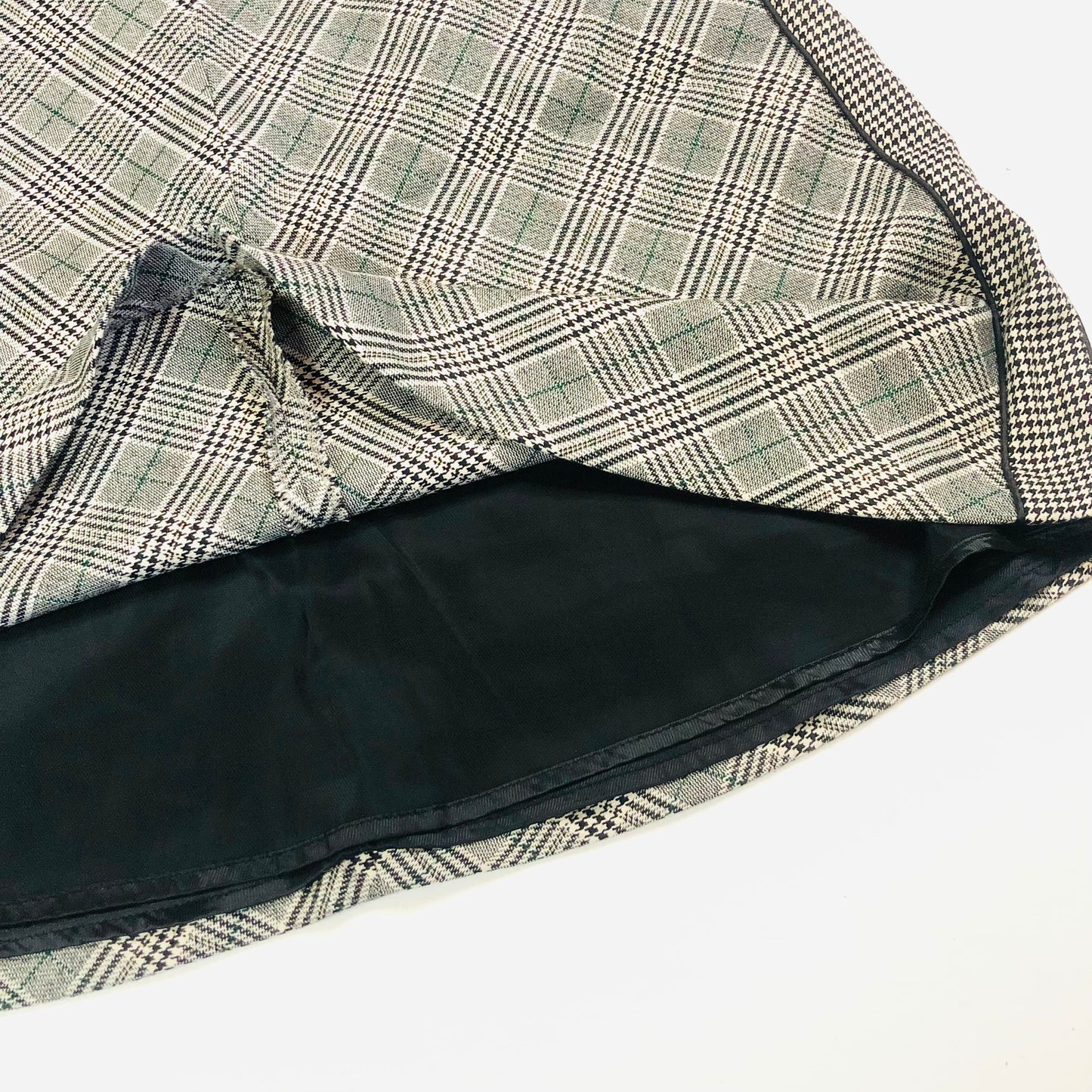 More & More Designer Grey Black & White Check Plaid A-Line Skirt Size 36 (UK 8/10)