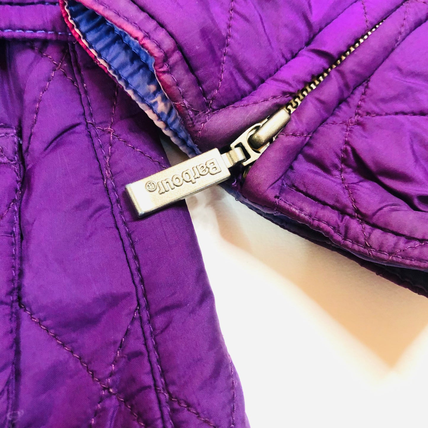 Barbour International Flyweight Purple Quilted Belted Classic Jacket Size UK 8