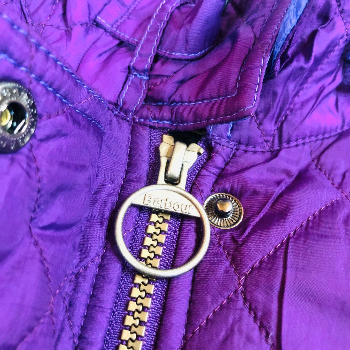 Barbour International Flyweight Purple Quilted Belted Classic Jacket Size UK 8