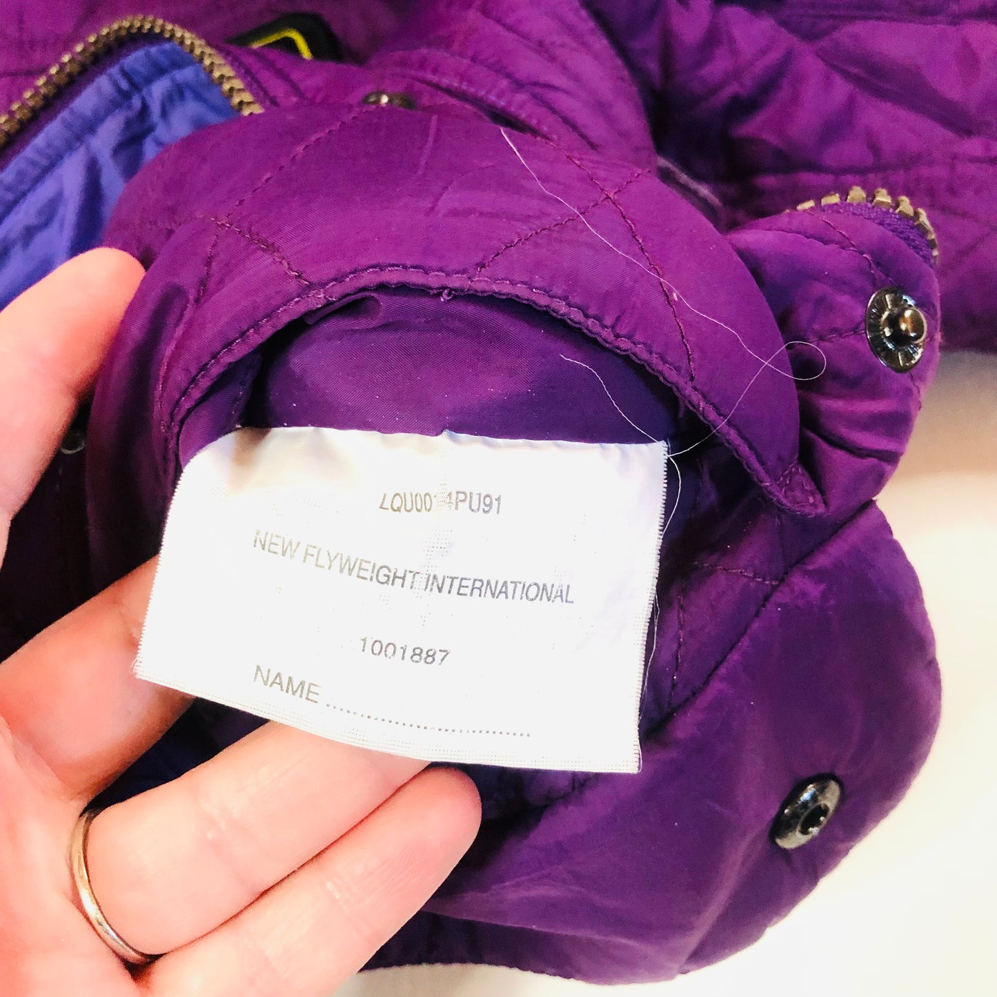 Barbour International Flyweight Purple Quilted Belted Classic Jacket Size UK 8