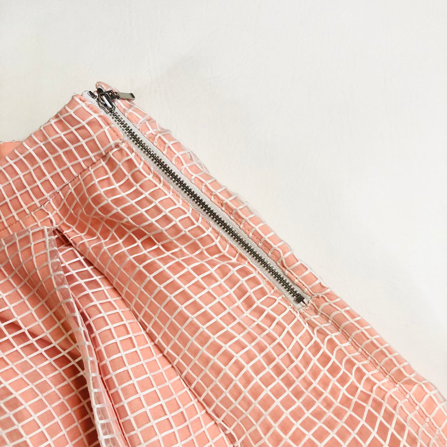 Marks & Spencer Petit Peach White Pleated Lined Skater Knee Length Skirt Size 10