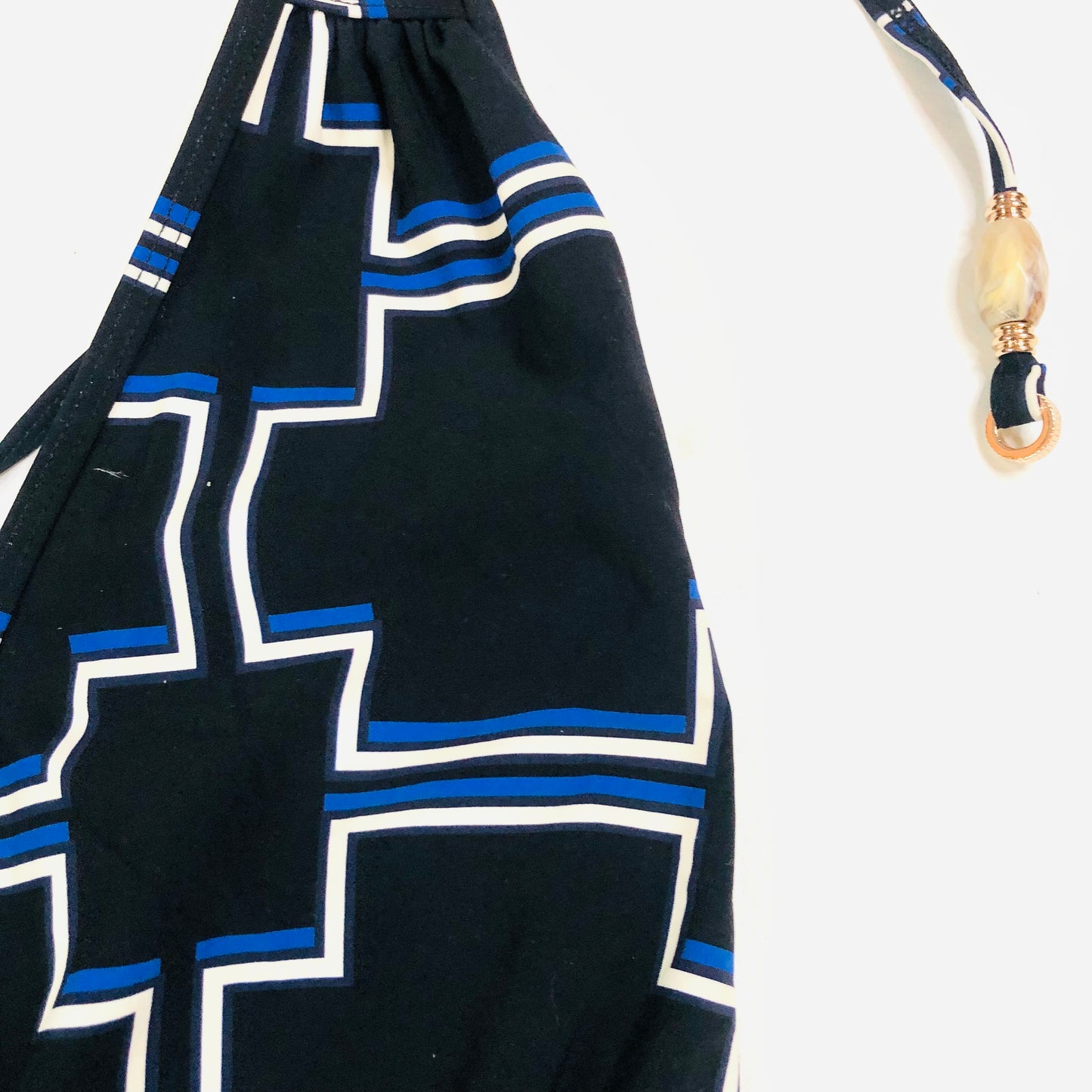 Reiss Amelie Printed Plunge Swimsuit Swimming Costume Black White Navy Size 14 NEW