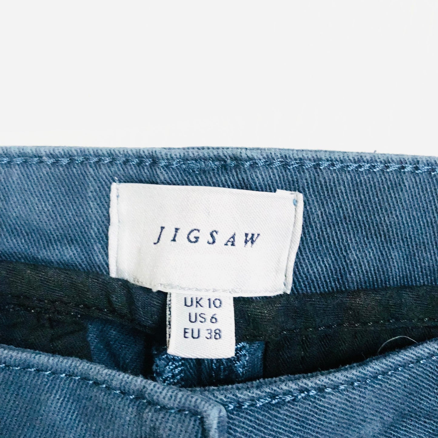 Jigsaw Ladies Navy Blue Cotton Casual Straight Leg Trousers Size UK 10