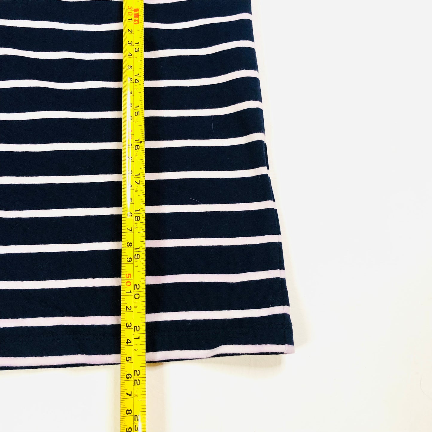 Jaeger Navy Blue Breton Striped Short Sleeved Cotton Casual Top T-Shirt Size XS
