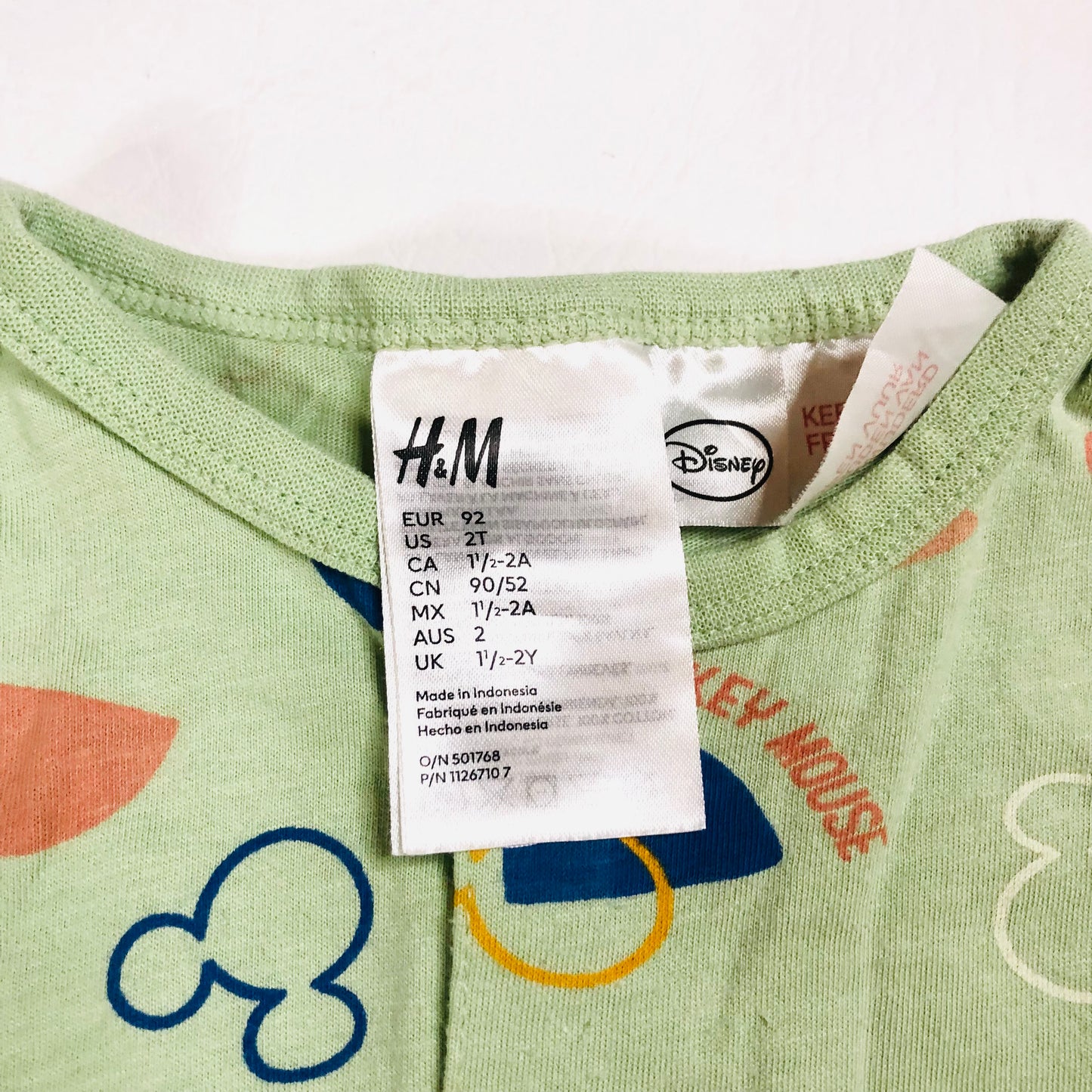 H&M Unisex Disney Mickey Mouse Set of 2 Short Sleeve Romper Age 1.5 - 2 Years