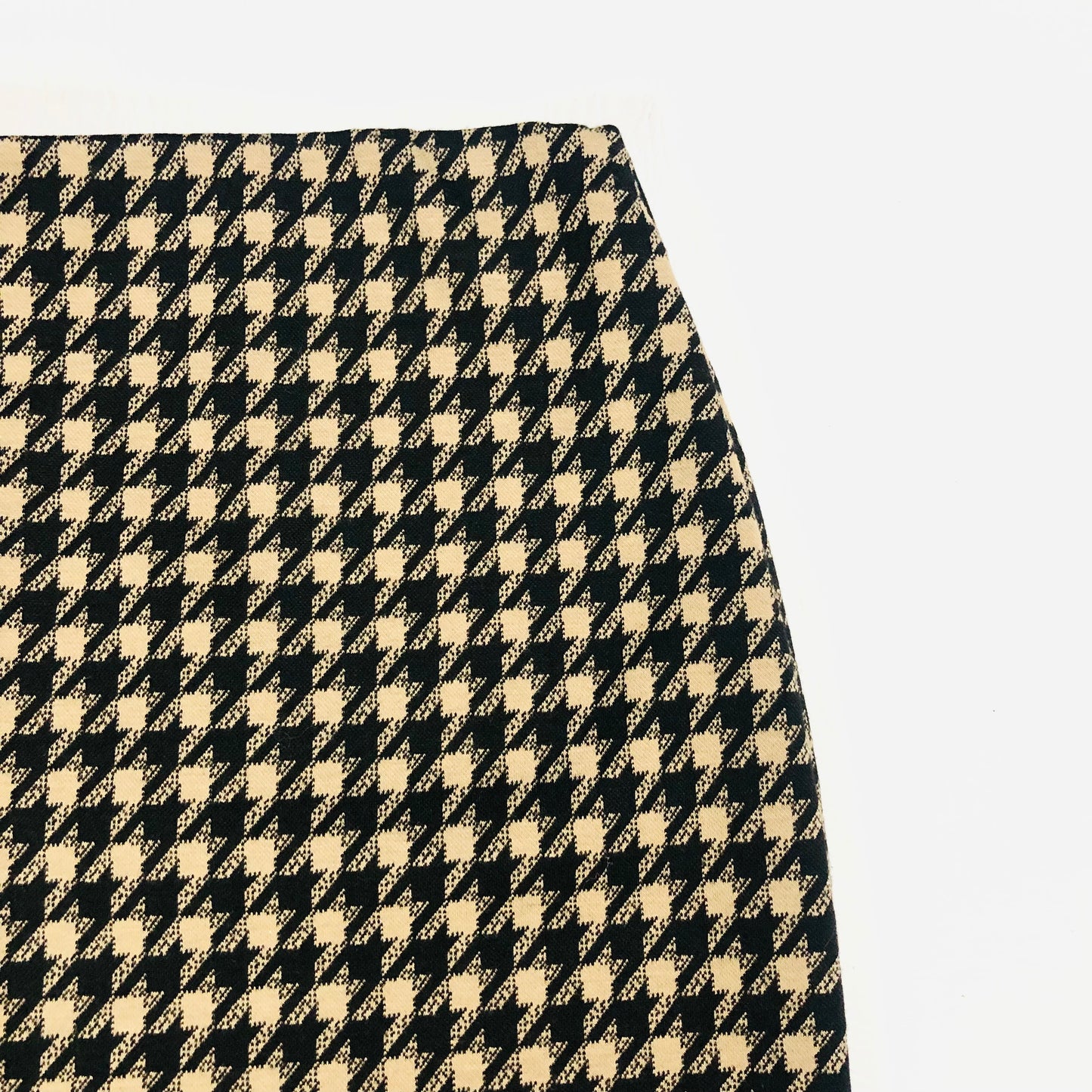 Marks & Spencer Camel & Black Houndstooth Midi Stretch Pencil Skirt Size 12 Long