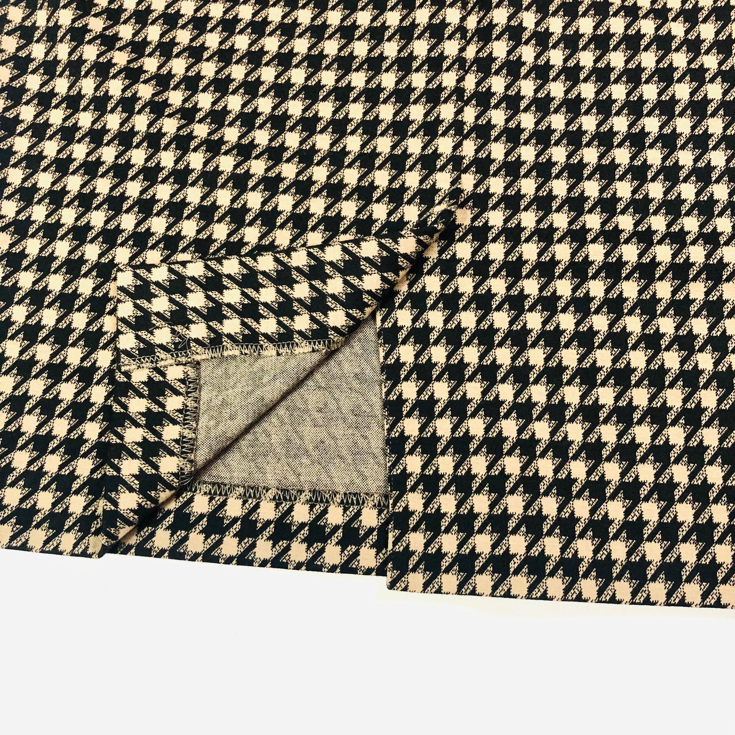 Marks & Spencer Camel & Black Houndstooth Midi Stretch Pencil Skirt Size 12 Long