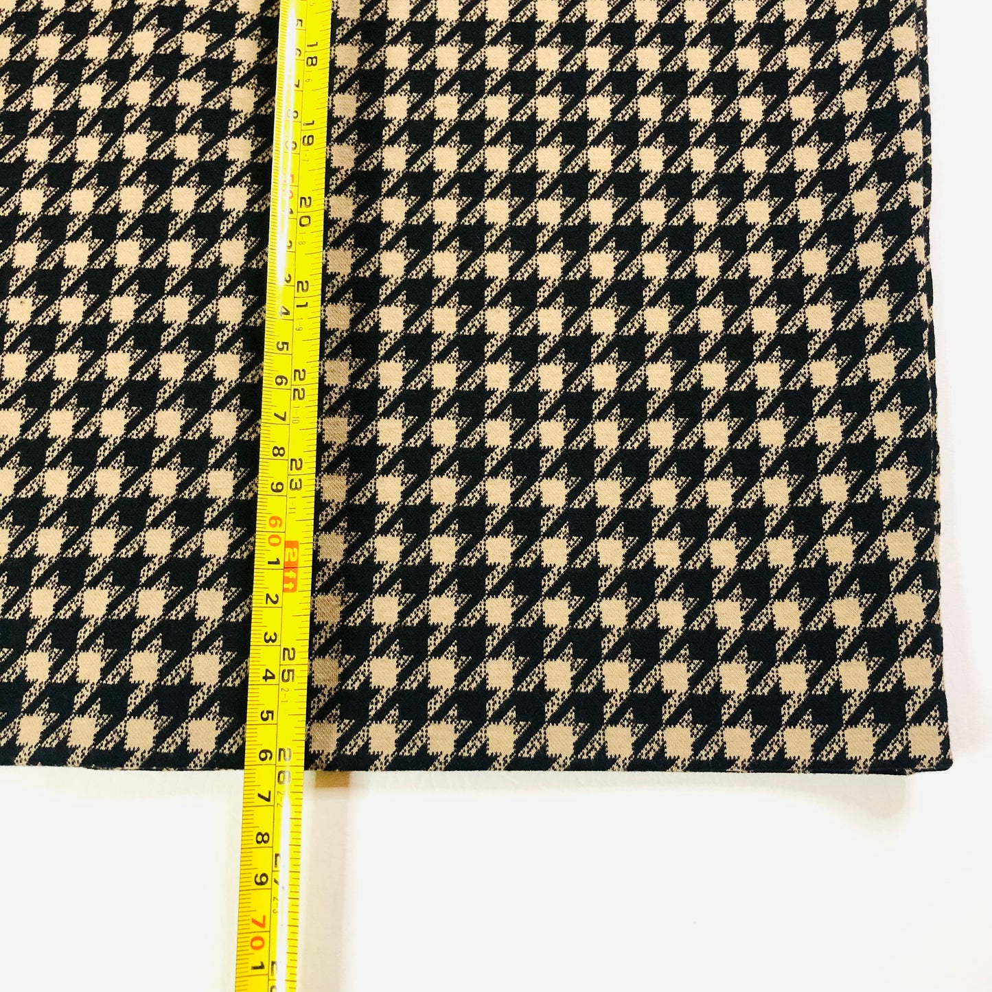 Marks & Spencer Camel & Black Houndstooth Midi Stretch Pencil Skirt Size 12 Long