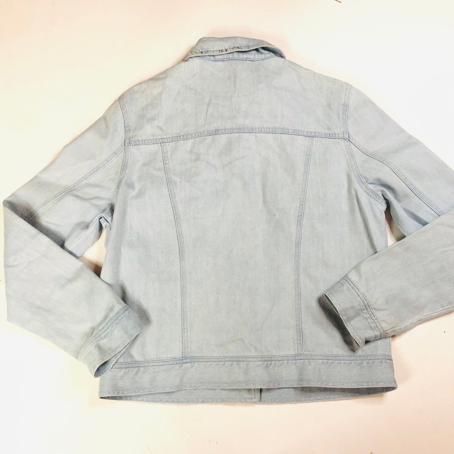Together Y2K Light Wash Embellished Denim Jacket Beaded Butterfly Detail Size 12