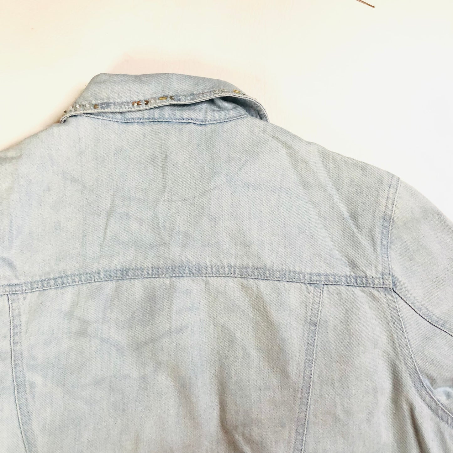 Together Y2K Light Wash Embellished Denim Jacket Beaded Butterfly Detail Size 12