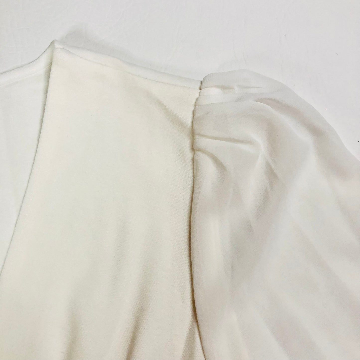 Coast Ivory White Peplum Blouse Top With Sheer Chiffon Balloon Sleeve Size 12