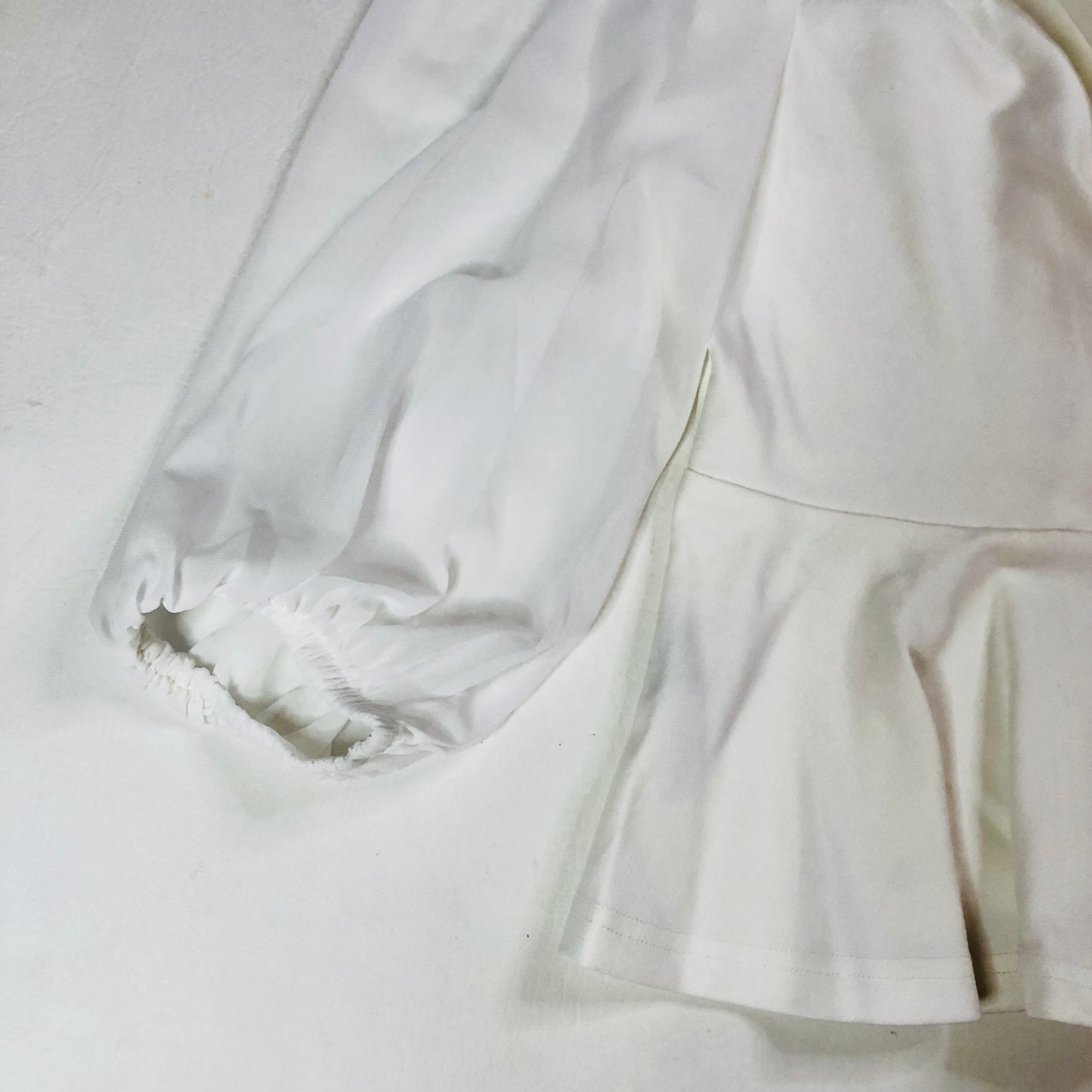 Coast Ivory White Peplum Blouse Top With Sheer Chiffon Balloon Sleeve Size 12