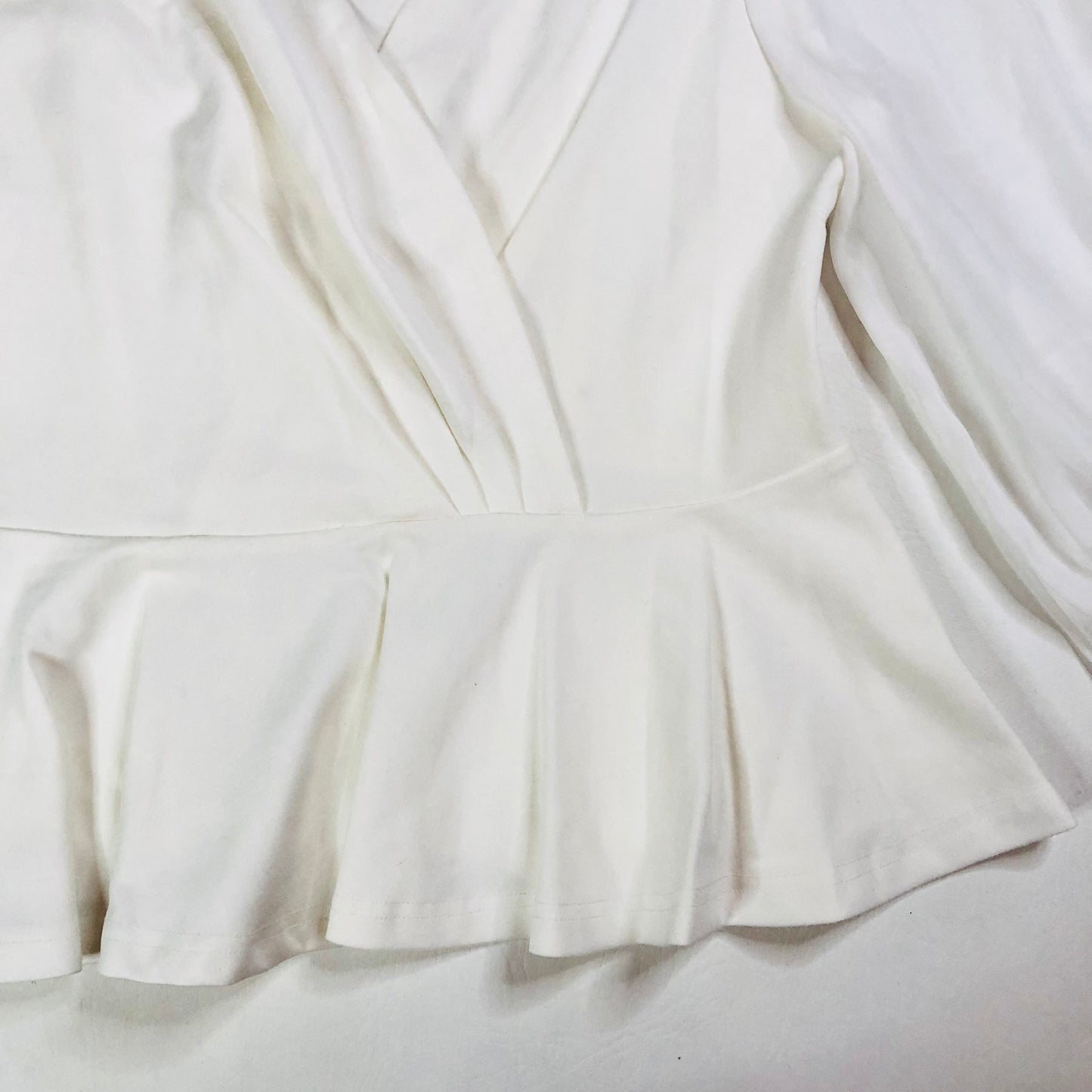 Coast Ivory White Peplum Blouse Top With Sheer Chiffon Balloon Sleeve Size 12