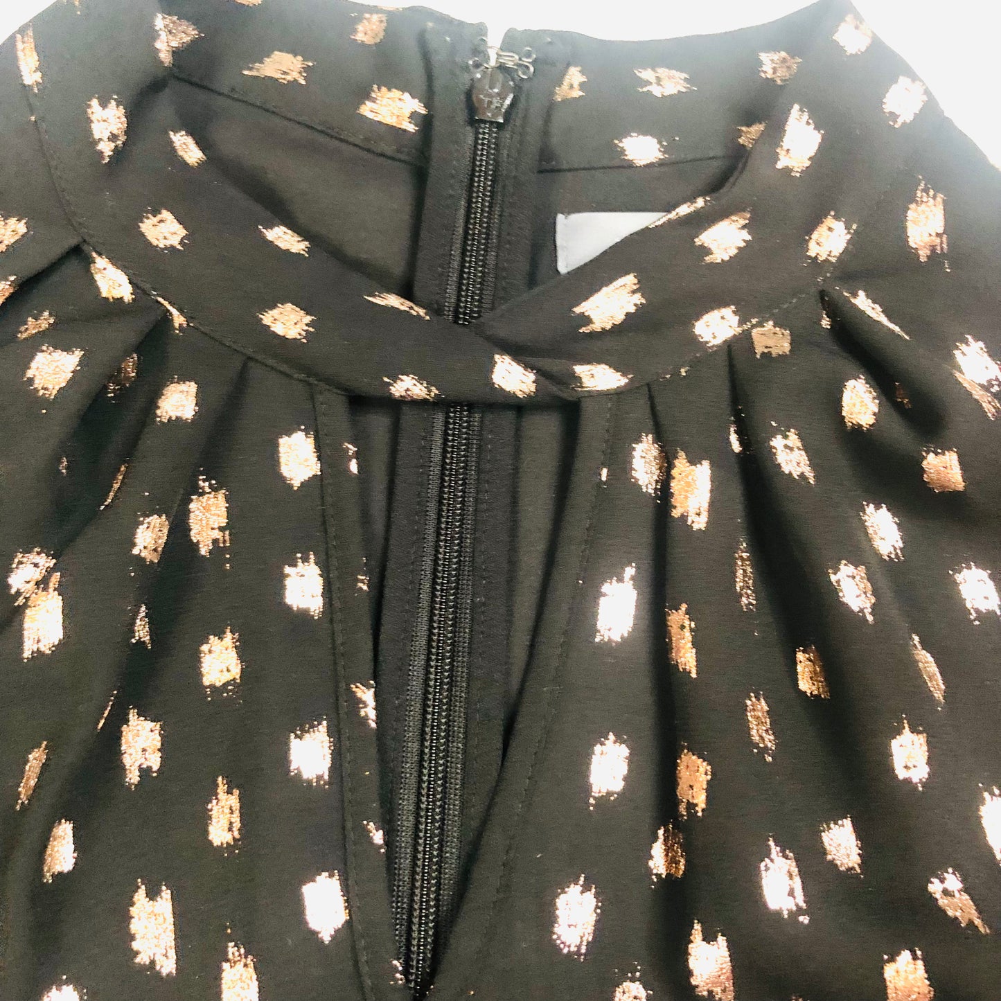 Principles Black & Gold Foil Floaty Chiffon Long Sleeve Blouse Size 12