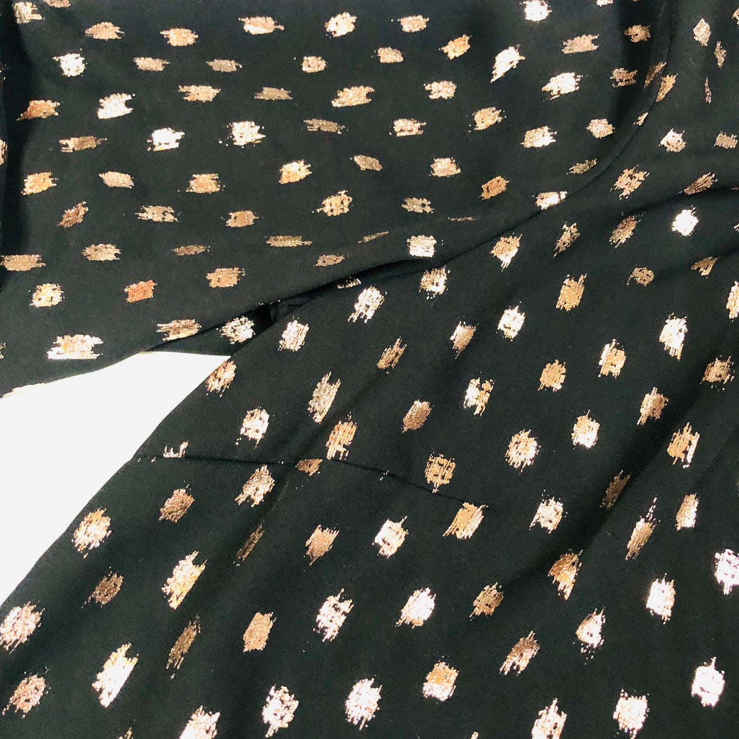 Principles Black & Gold Foil Floaty Chiffon Long Sleeve Blouse Size 12