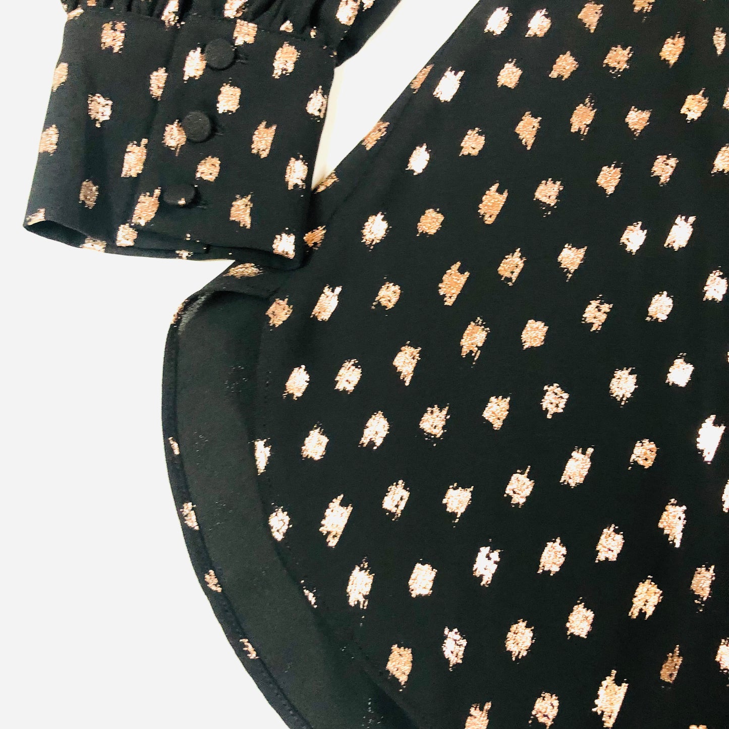 Principles Black & Gold Foil Floaty Chiffon Long Sleeve Blouse Size 12