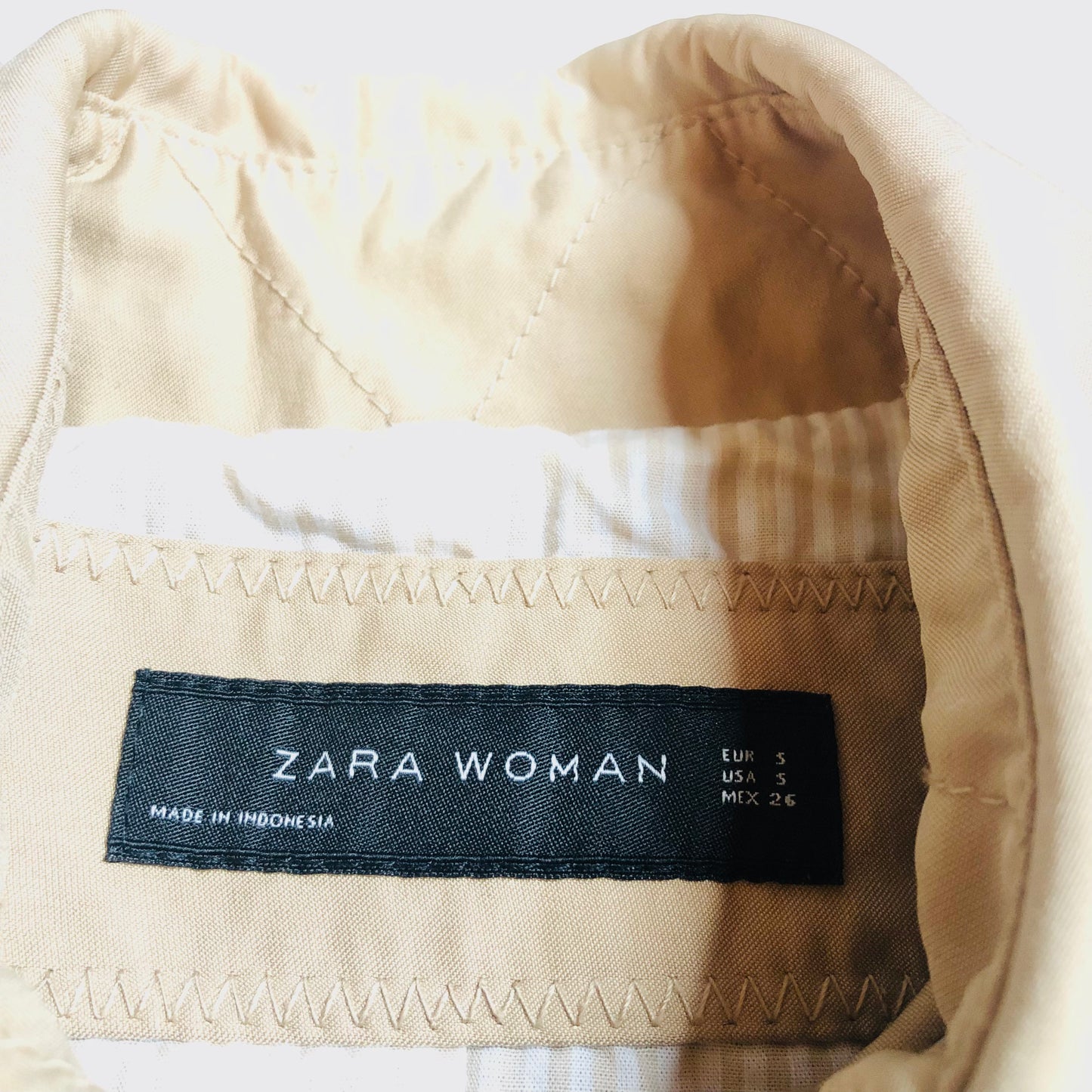 Zara Beige Trench Coat Belted Button Up Double Breasted Mid Length Size Small