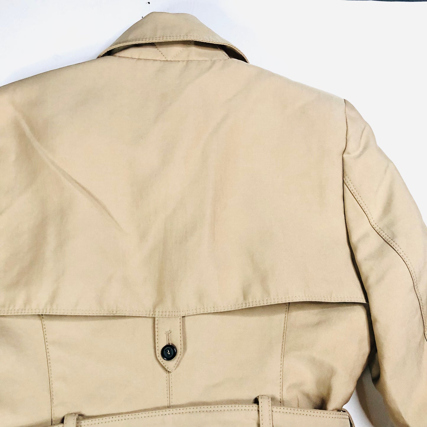 Zara Beige Trench Coat Belted Button Up Double Breasted Mid Length Size Small