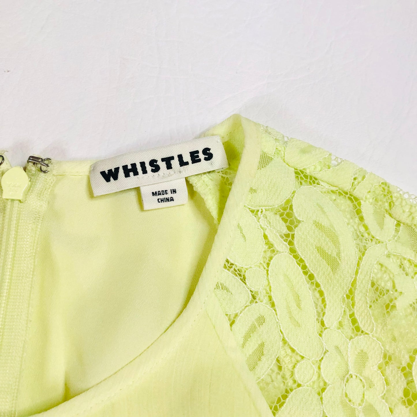 Whistles Iris Light Yellow Lace Pleated Summer Chiffon Midi Tea Dress Size Uk 14