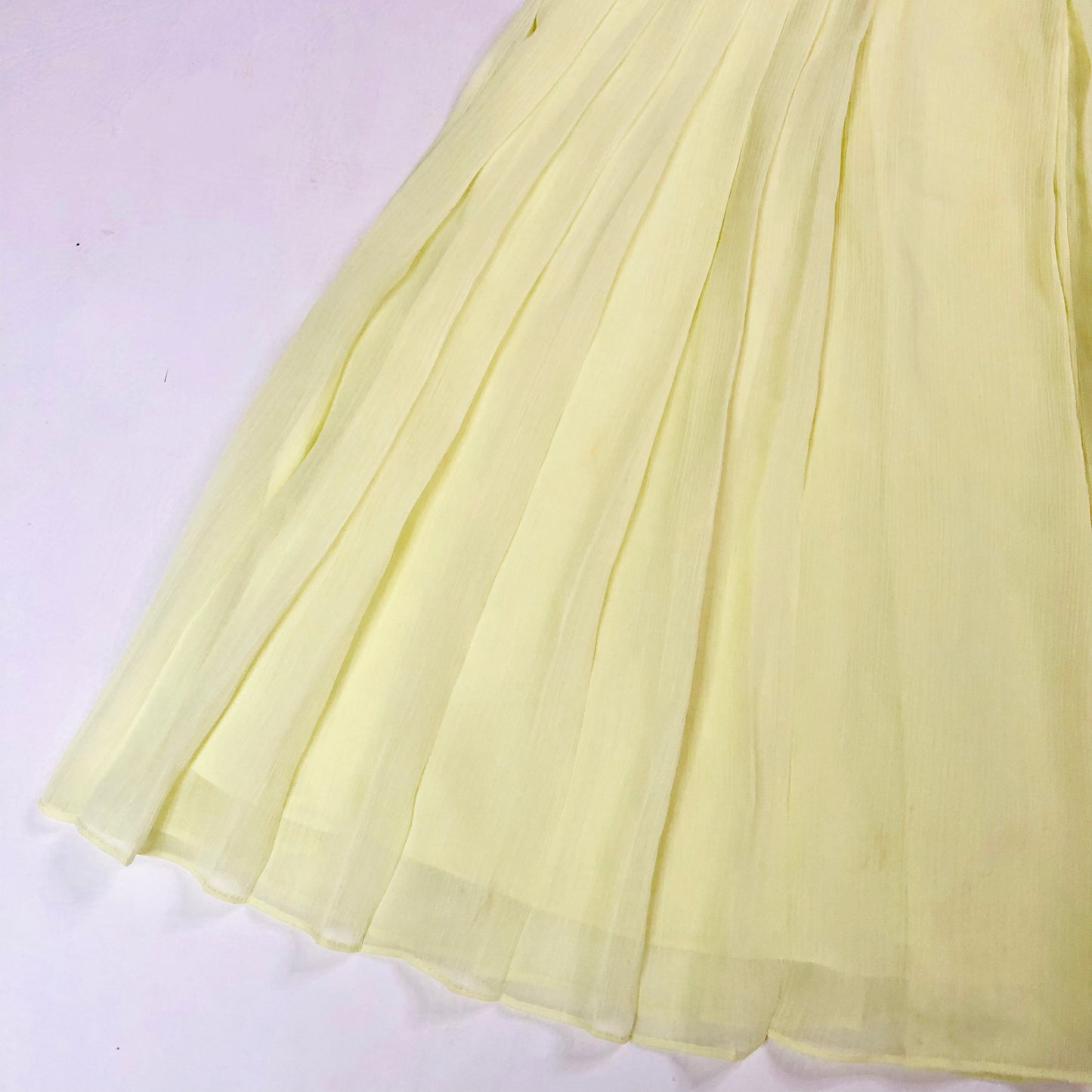 Whistles Iris Light Yellow Lace Pleated Summer Chiffon Midi Tea Dress Size Uk 14