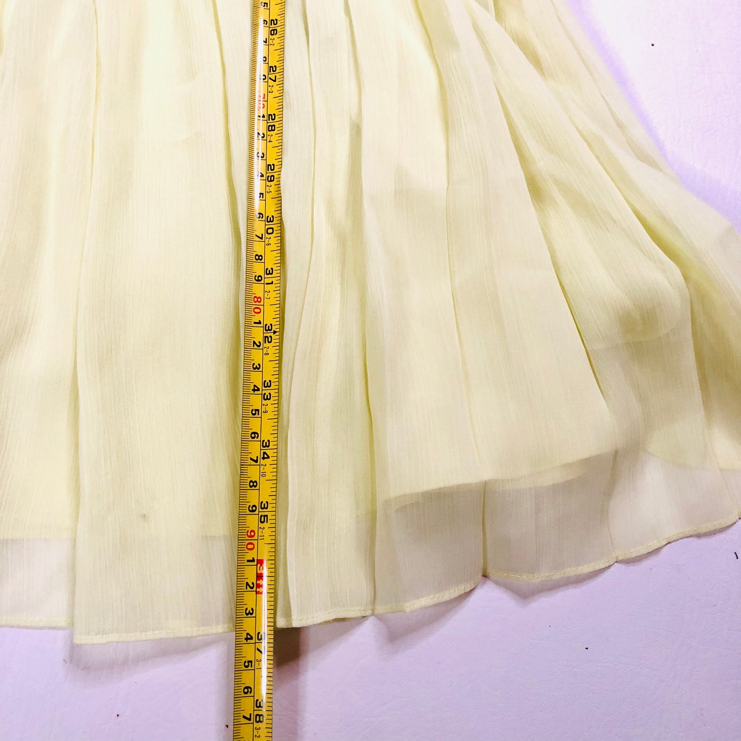 Whistles Iris Light Yellow Lace Pleated Summer Chiffon Midi Tea Dress Size Uk 14