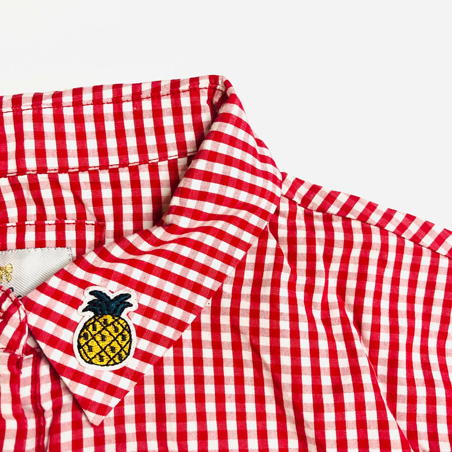 Lee Cooper Red Gingham Check Cotton Shirt Dress With Pineapple Detail Size M (UK 10)