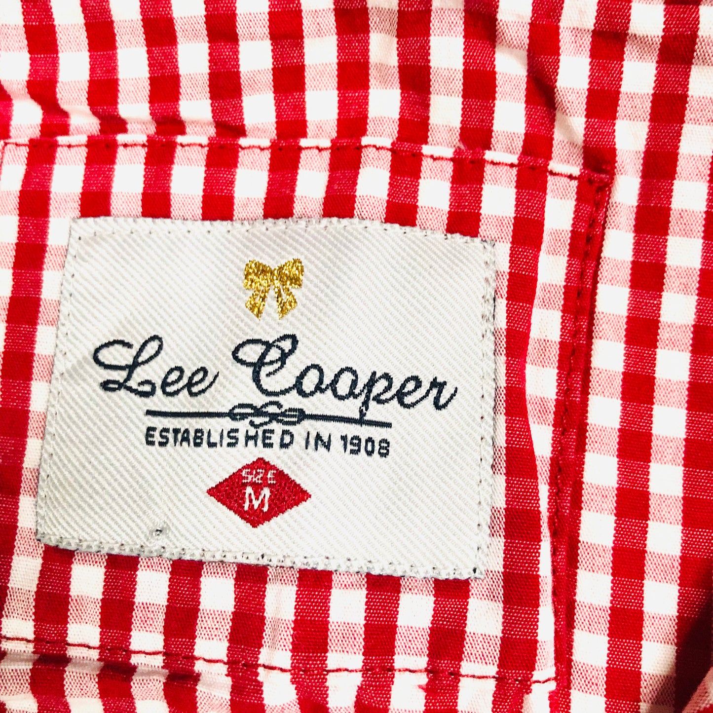 Lee Cooper Red Gingham Check Cotton Shirt Dress With Pineapple Detail Size M (UK 10)