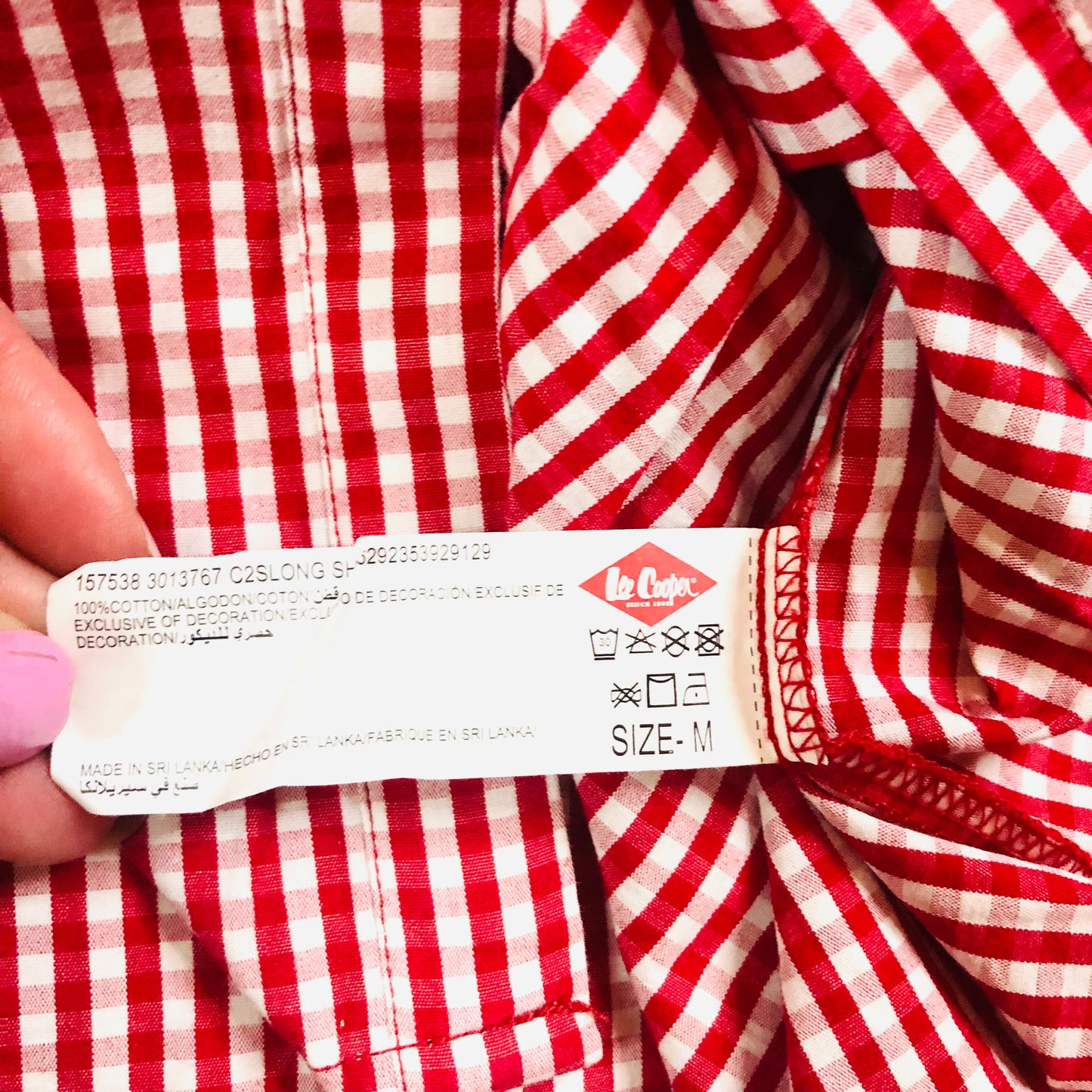 Lee Cooper Red Gingham Check Cotton Shirt Dress With Pineapple Detail Size M (UK 10)