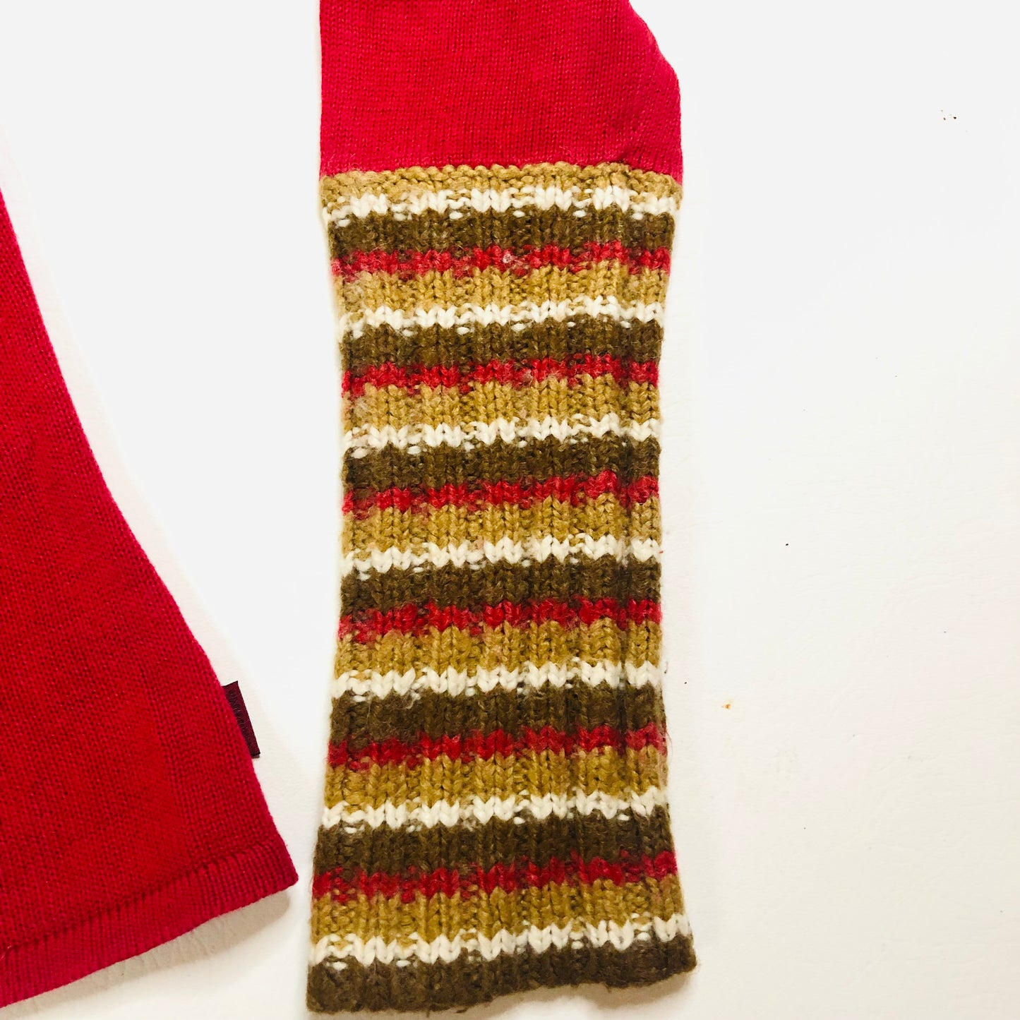 Calvin Klein Jeans Red Knit Y2K Long Striped Sleeve Top Jumper Size Medium (10)