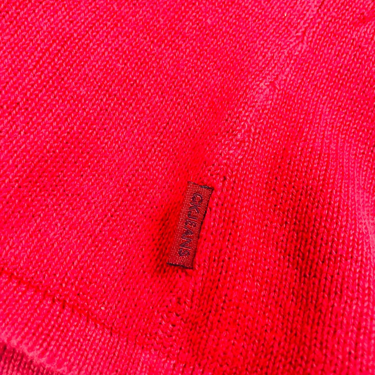 Calvin Klein Jeans Red Knit Y2K Long Striped Sleeve Top Jumper Size Medium (10)