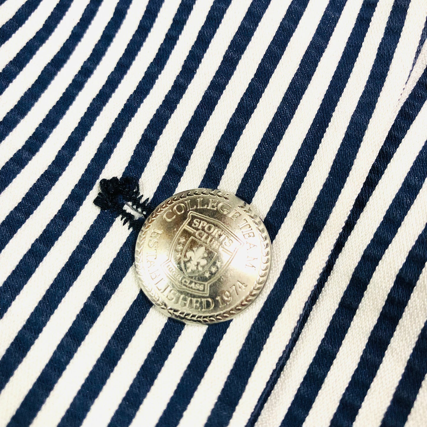 Vilagallo Designer Navy Blue & White Striped Summer Blazer Jacket Size 40 (12)