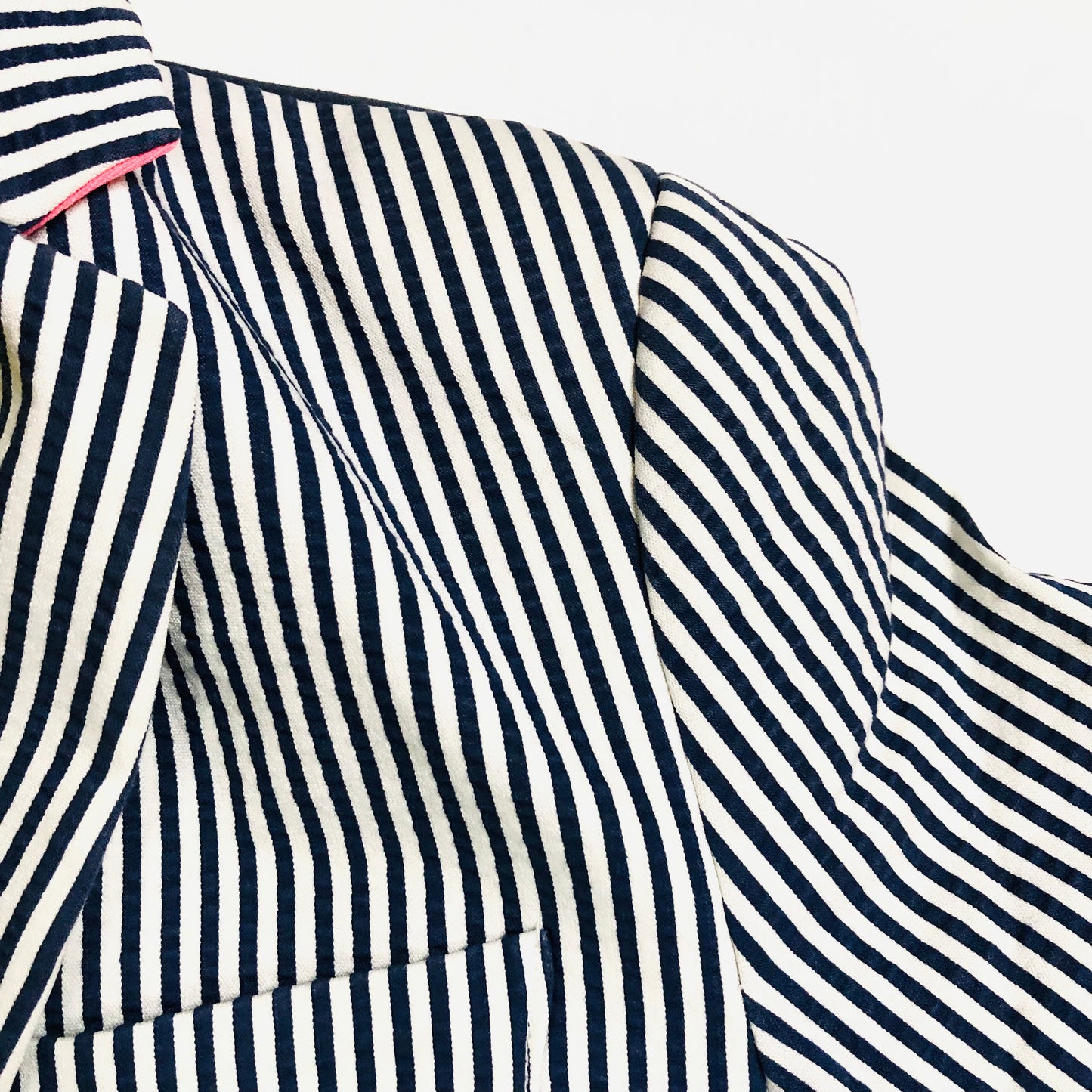 Vilagallo Designer Navy Blue & White Striped Summer Blazer Jacket Size 40 (12)