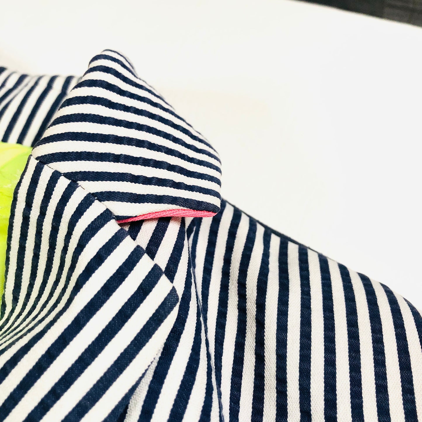 Vilagallo Designer Navy Blue & White Striped Summer Blazer Jacket Size 40 (12)