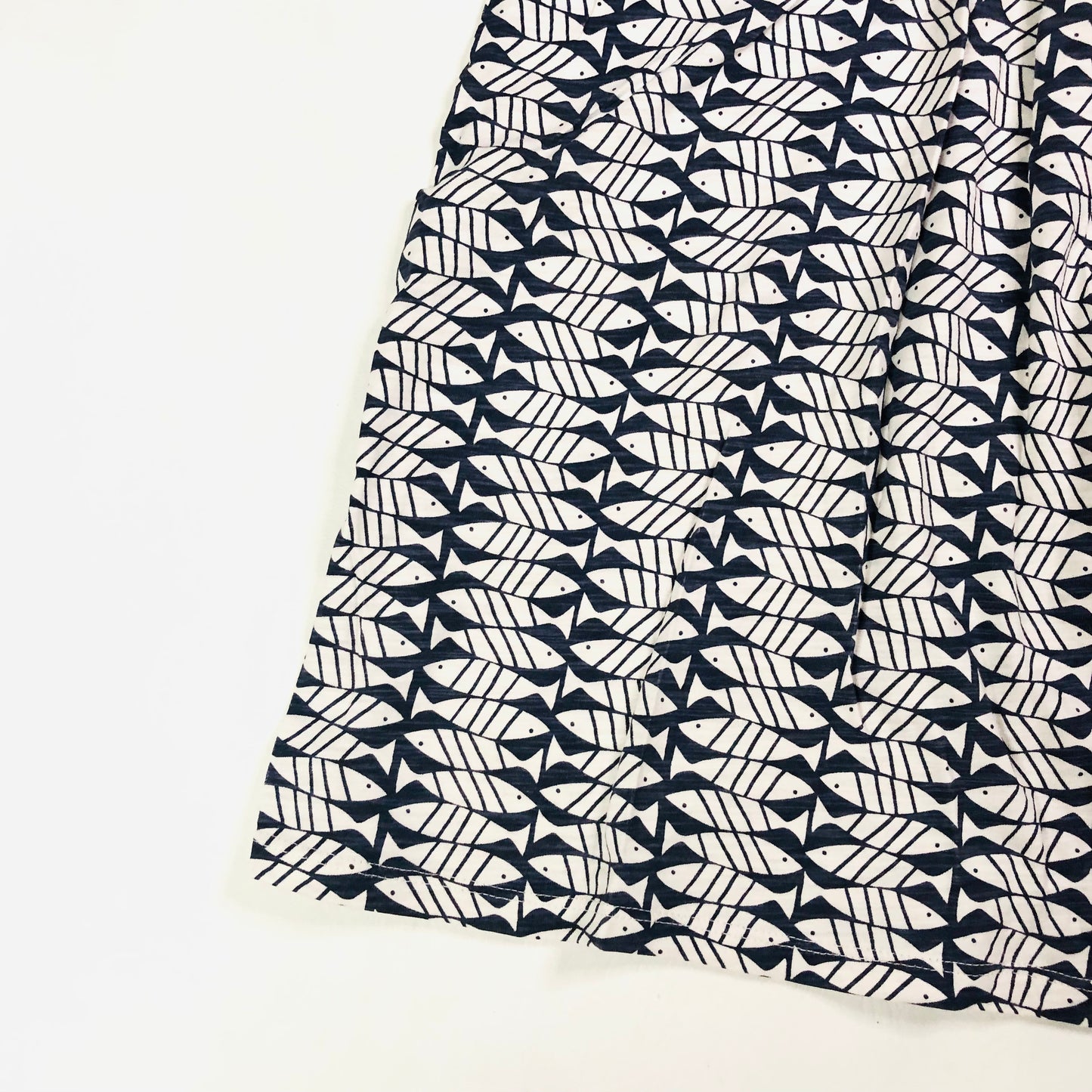 White Stuff Navy Blue & White Fish Print Pippi Summer Mini Dress Tunic Size 14